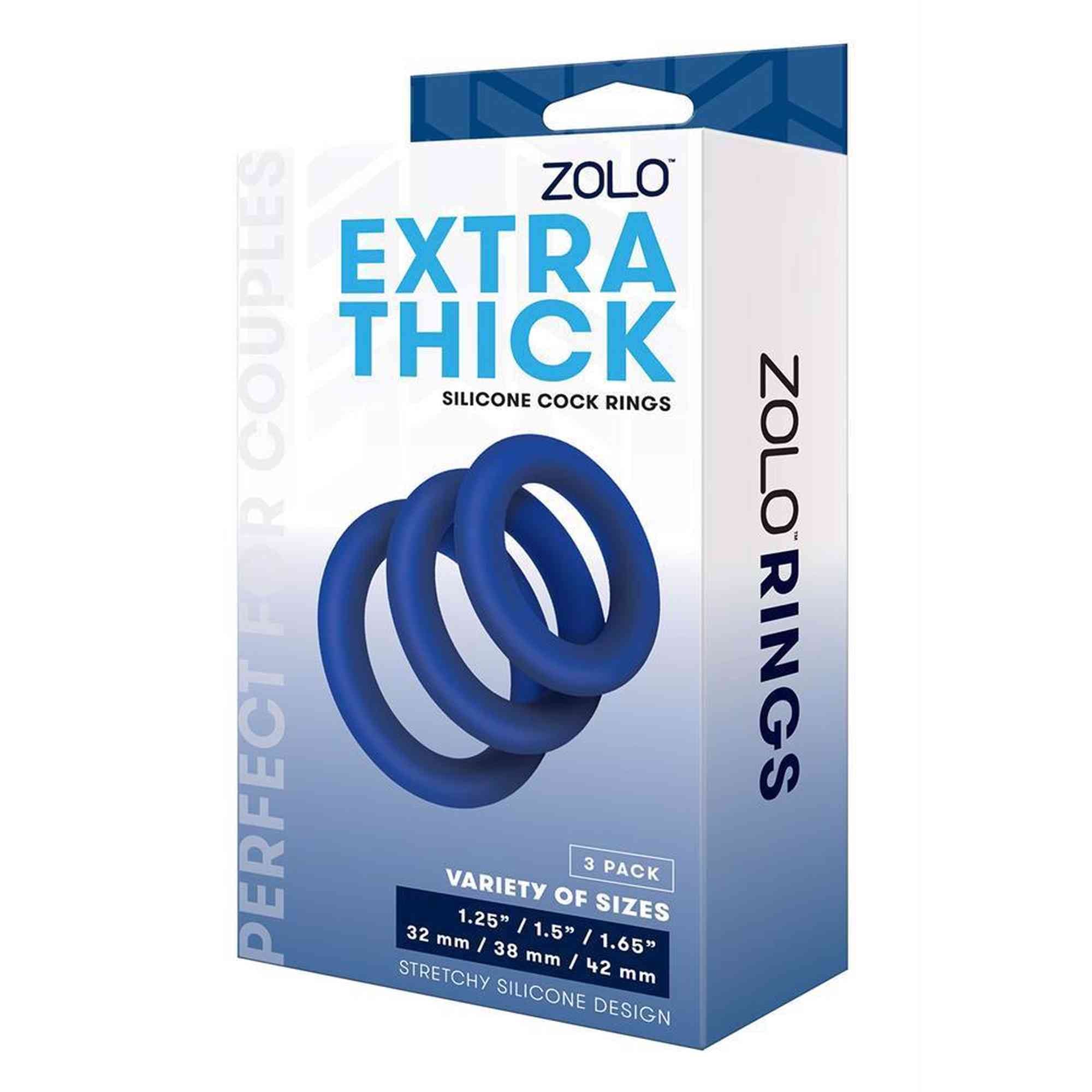 ZOLO EXTRA THICK SILICONE COCK RING 3 PK
