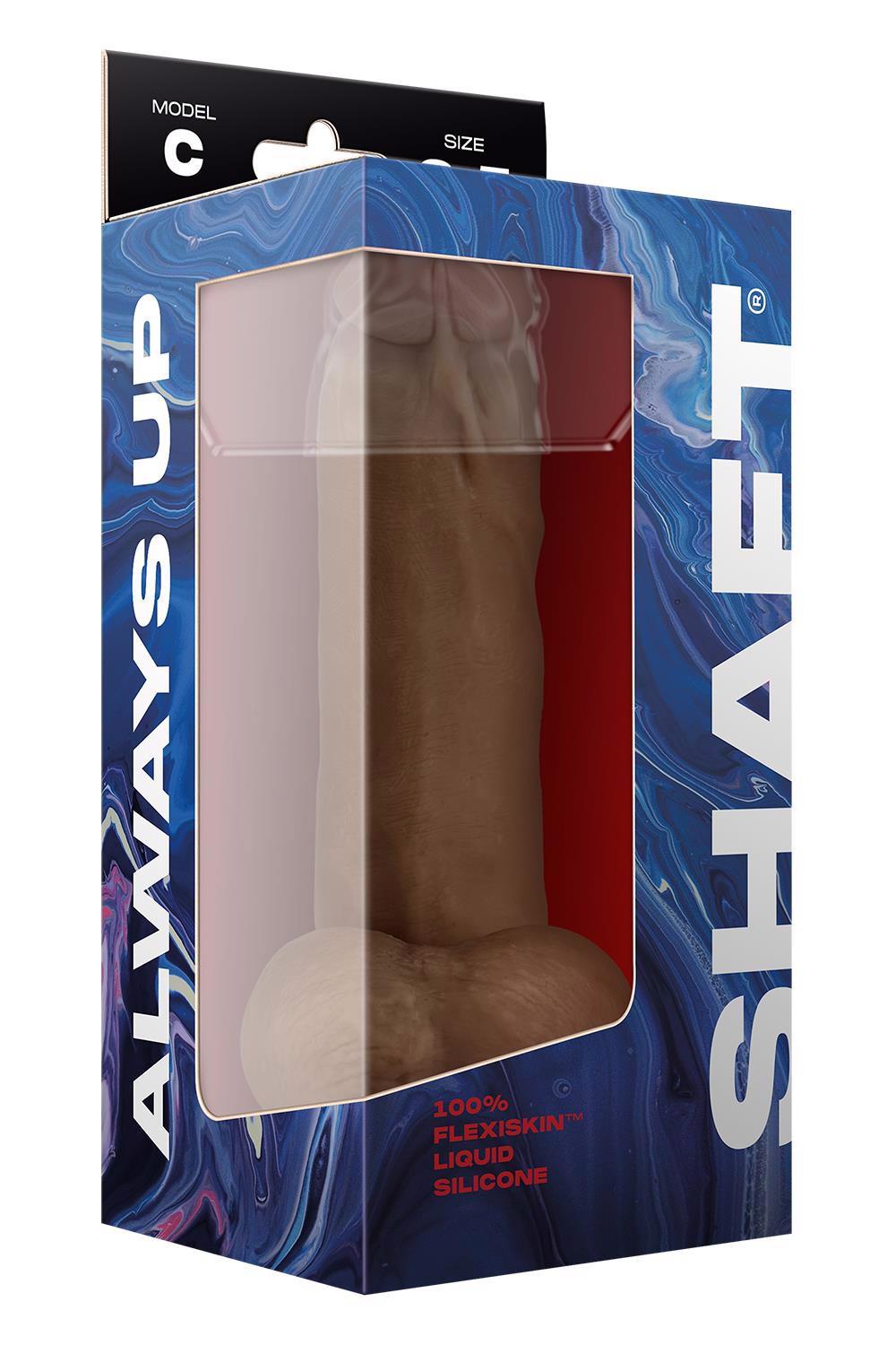 PÉNIS EN SILICONE LIQUIDE AVEC TESTICULES MODÈLE DE TIGE C 8,5 POUCES CHÊNE