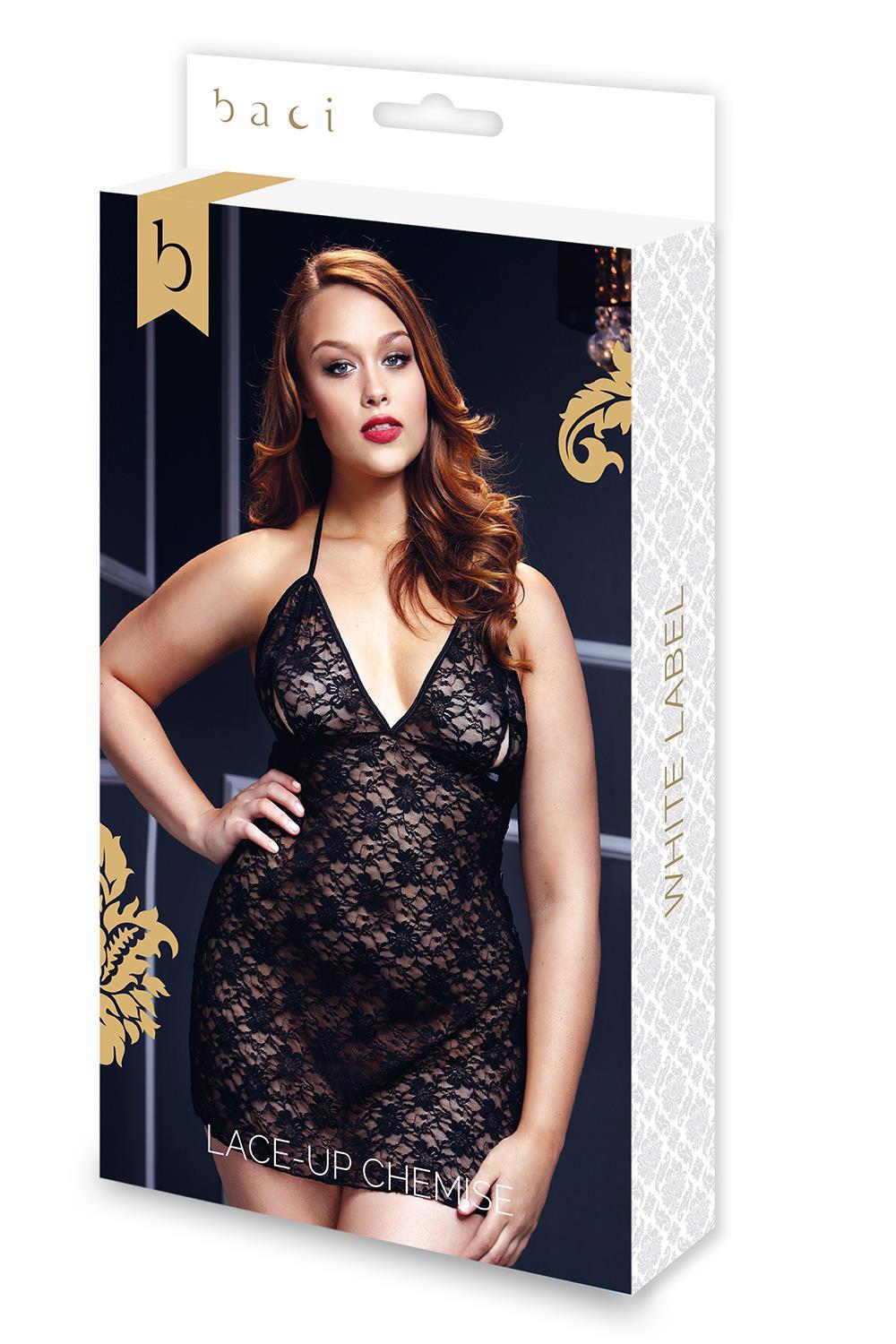 LACE BABYDOLL 1 PC BLACK, XL