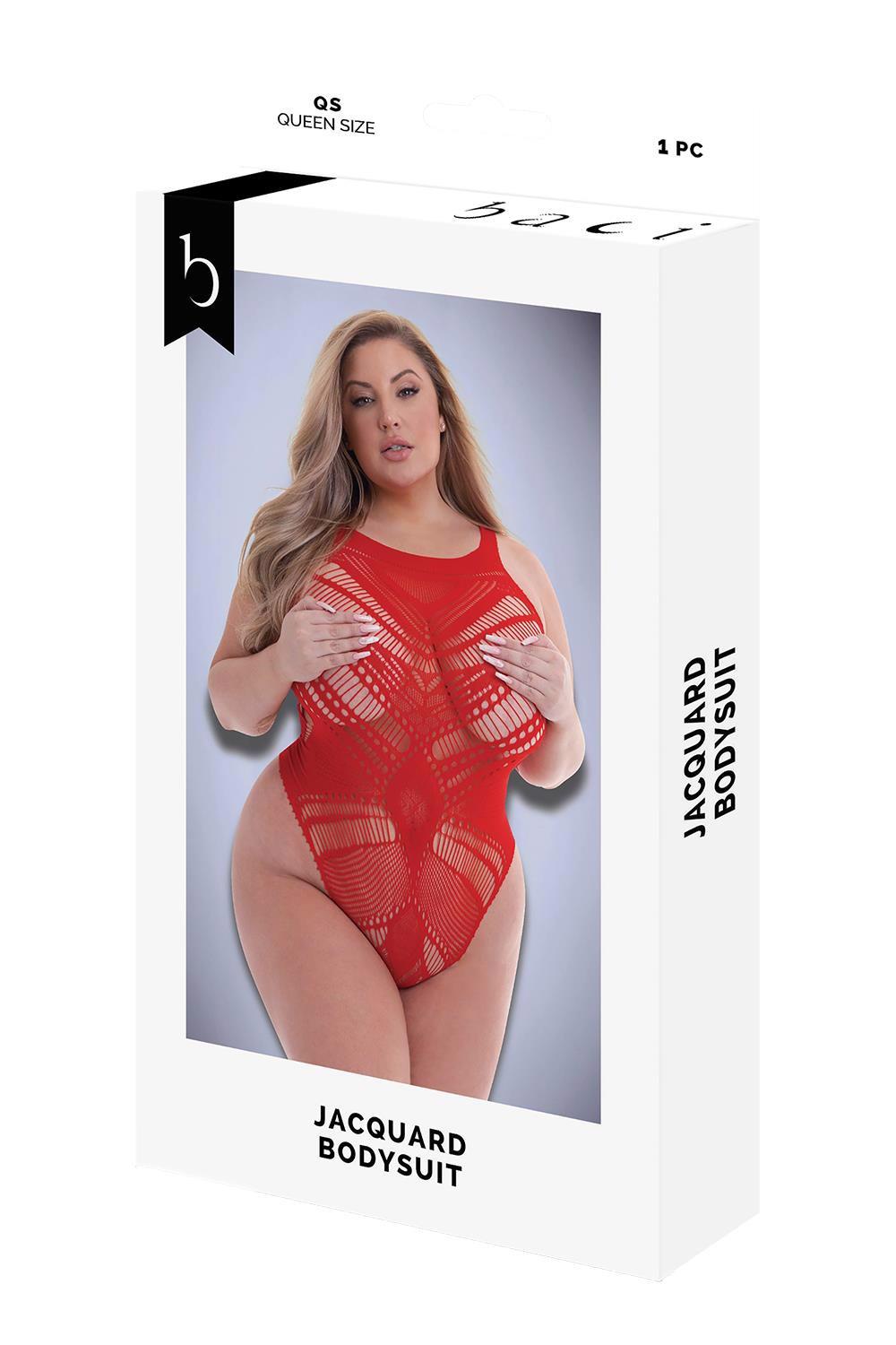 KISS JACQUARD BODYSUIT RED, QUEEN