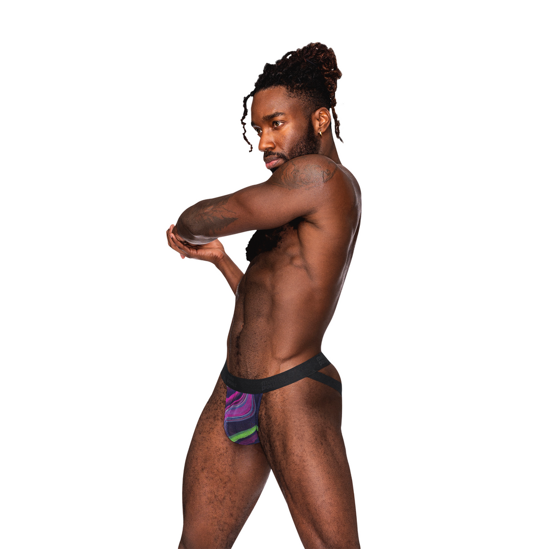 Jockstrap à sangles avec cockring noir - L/XL - Galactic Swirl