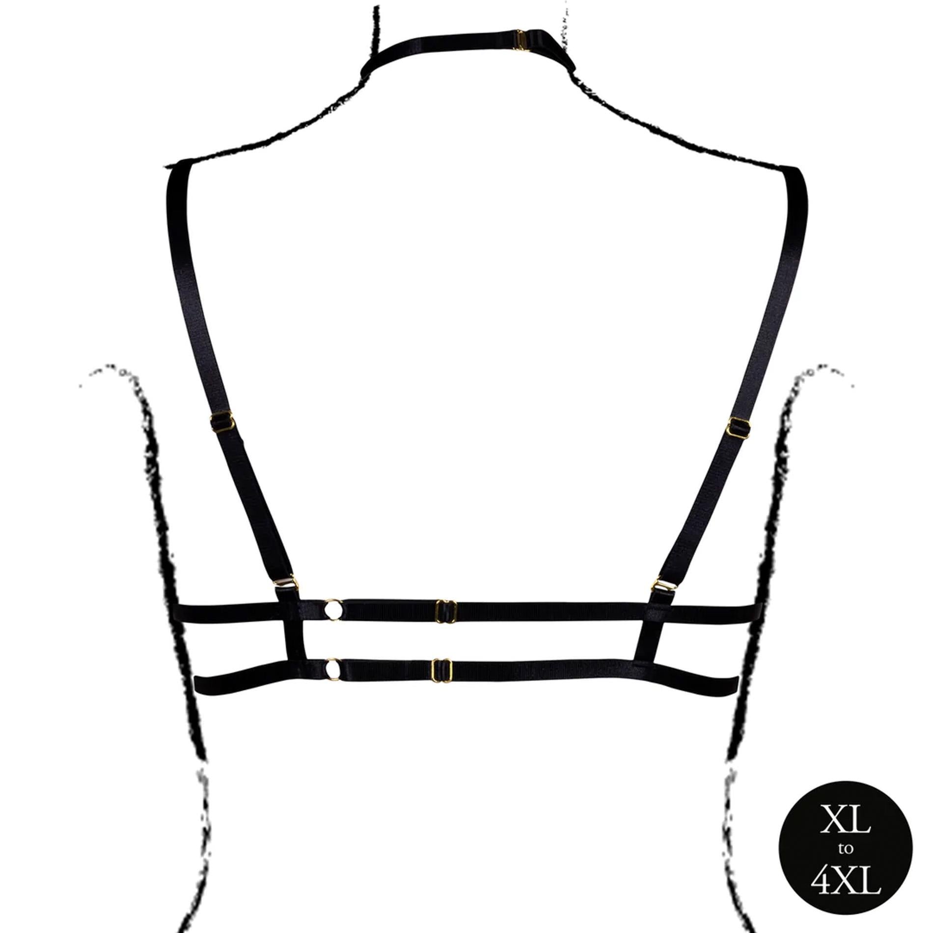 Soutien-gorge triangle ouvert avec tour de cou et bretelles réglables - Grandes tailles - Noir