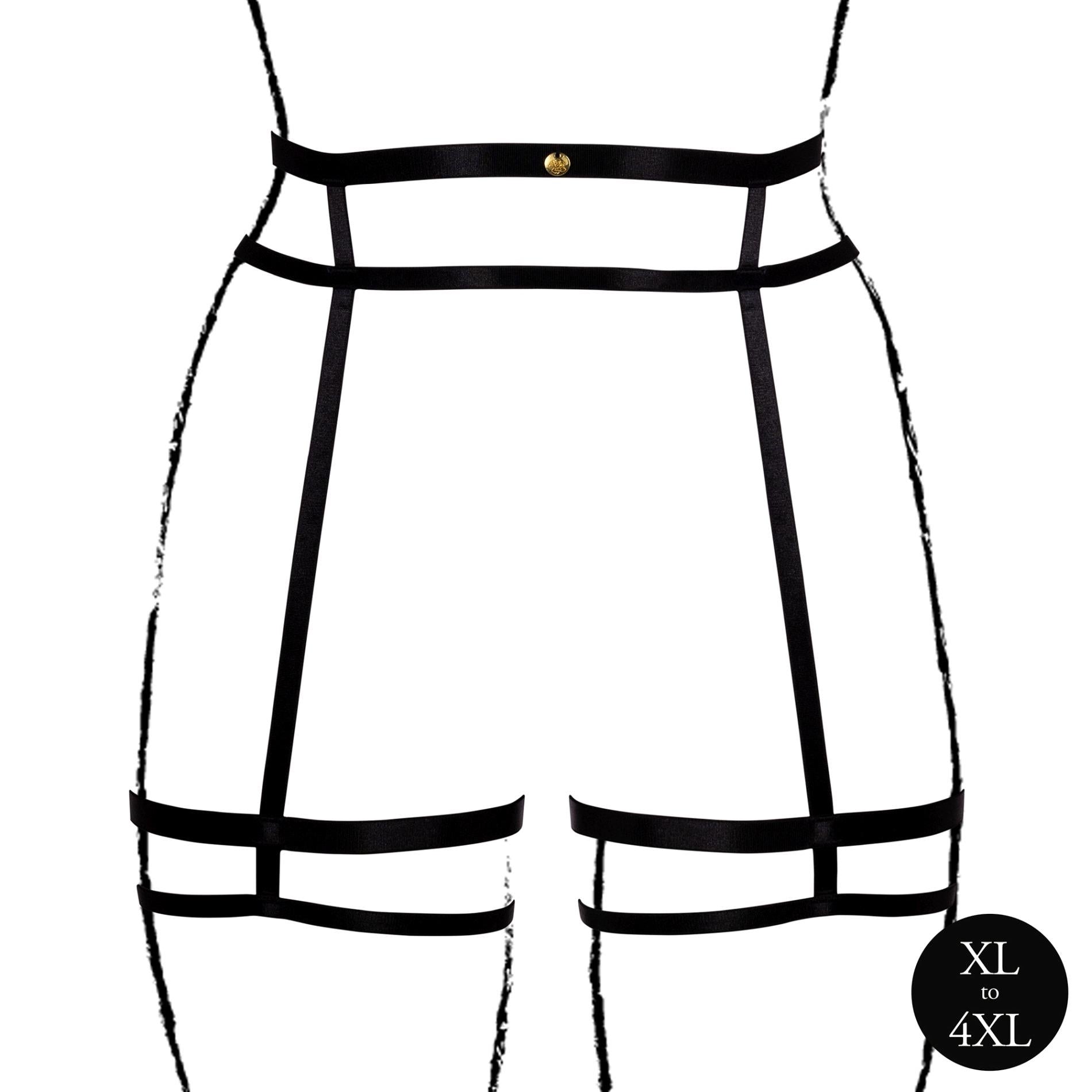 Double Strap Garter Belt with Adjustable Sliders - Queen Size - Black