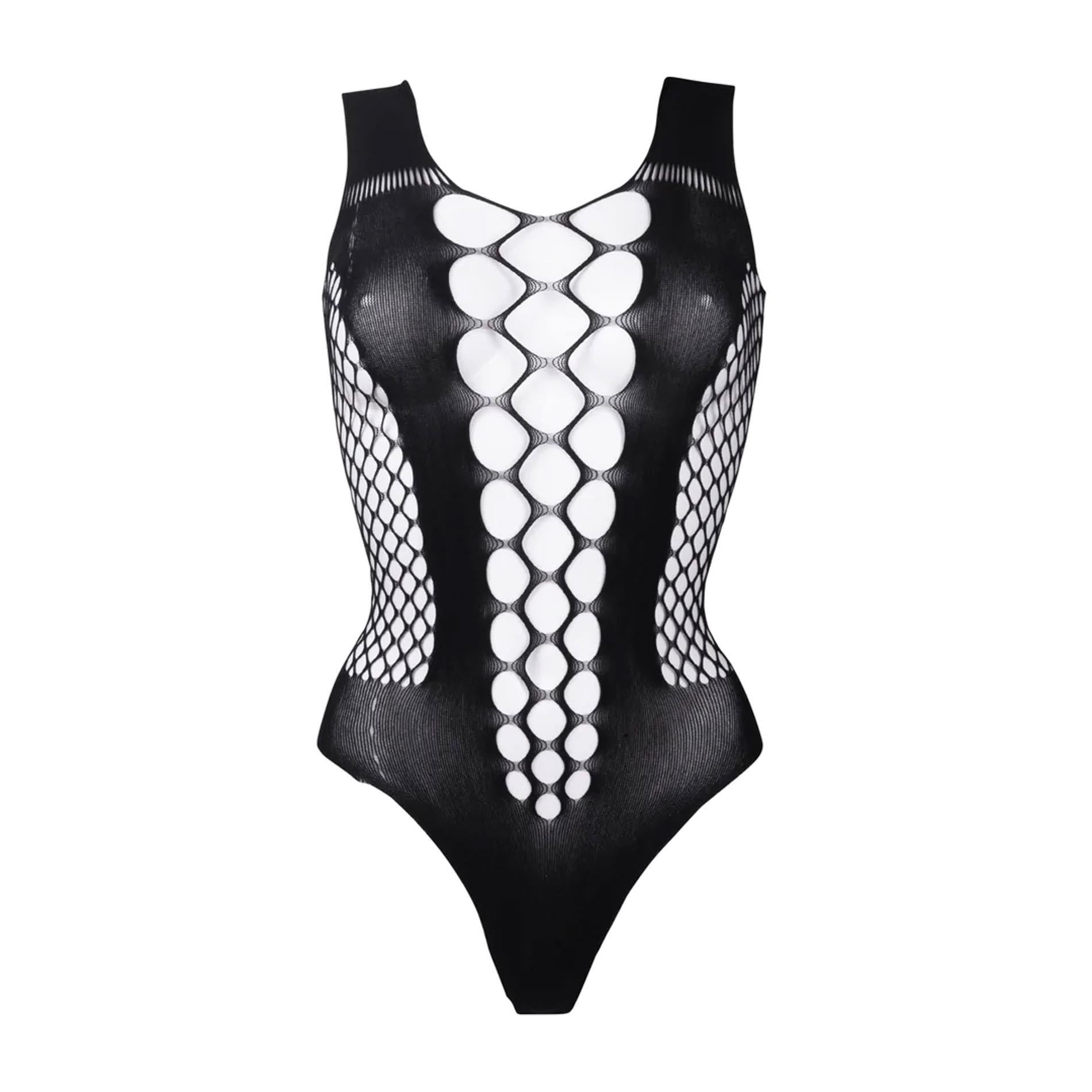 Contrast Fence Net Teddy - One Size - Black