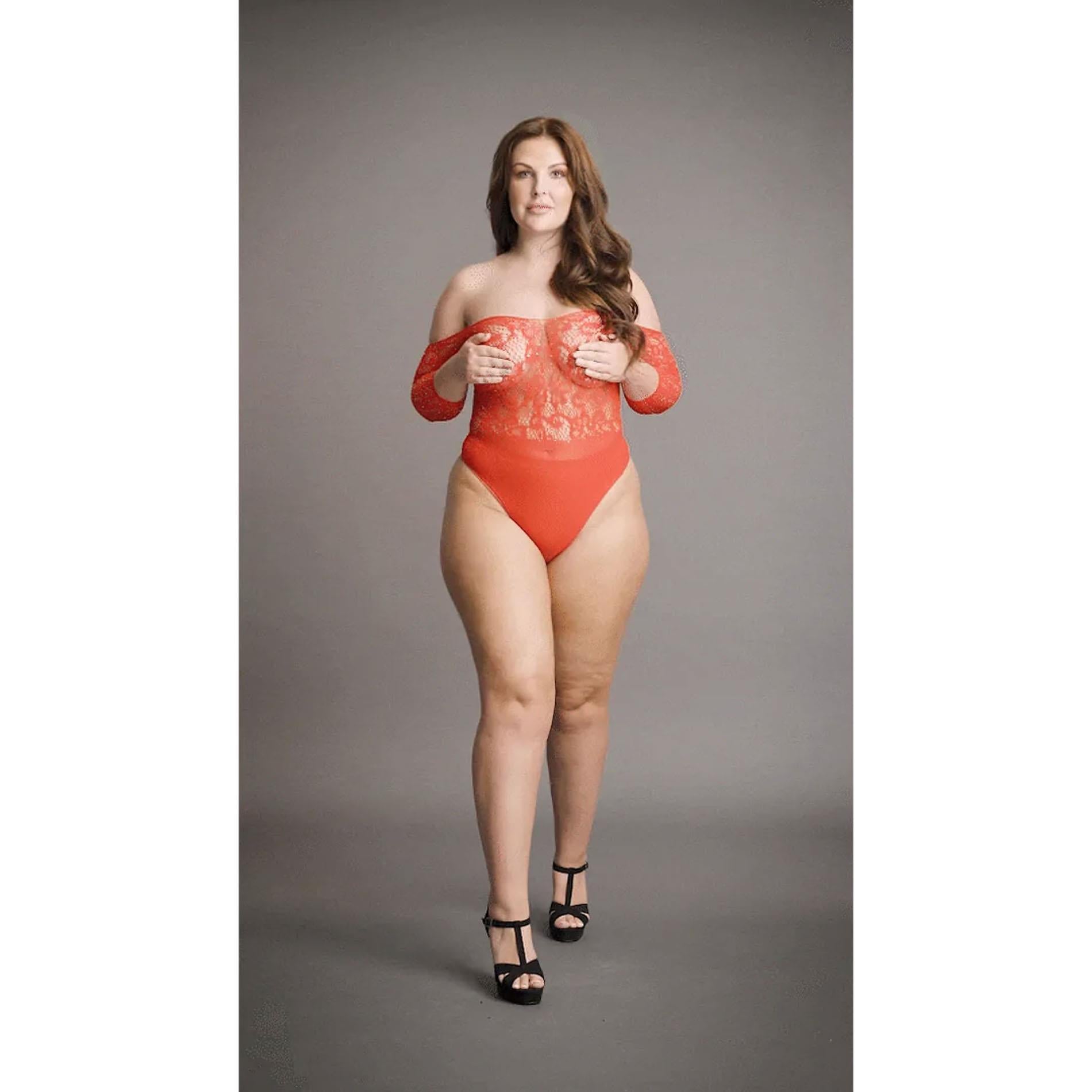 Crotchless Rhinestone Teddy - Queen Size - Red