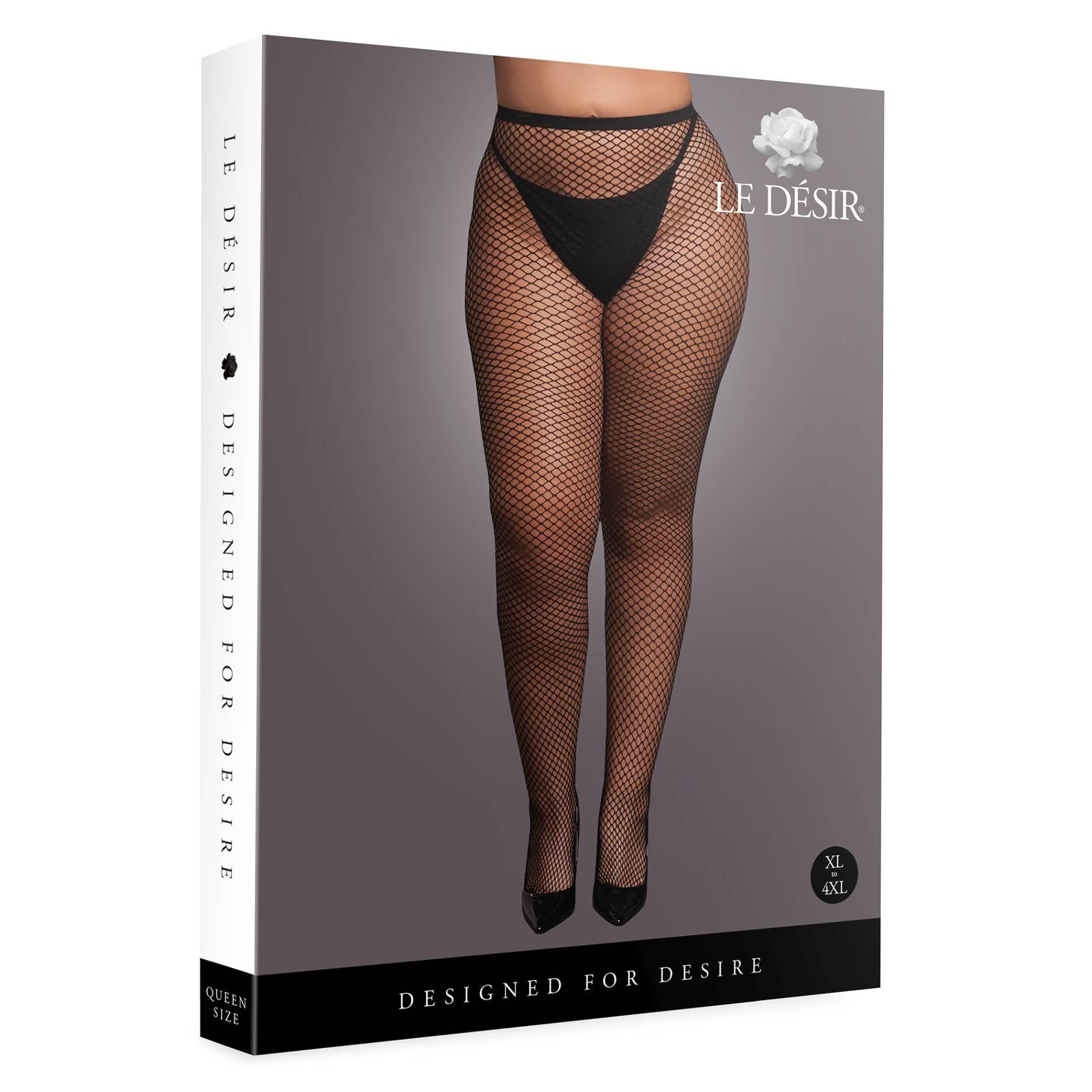 Panty with Small Fishnet Structure - Queen Size - Black