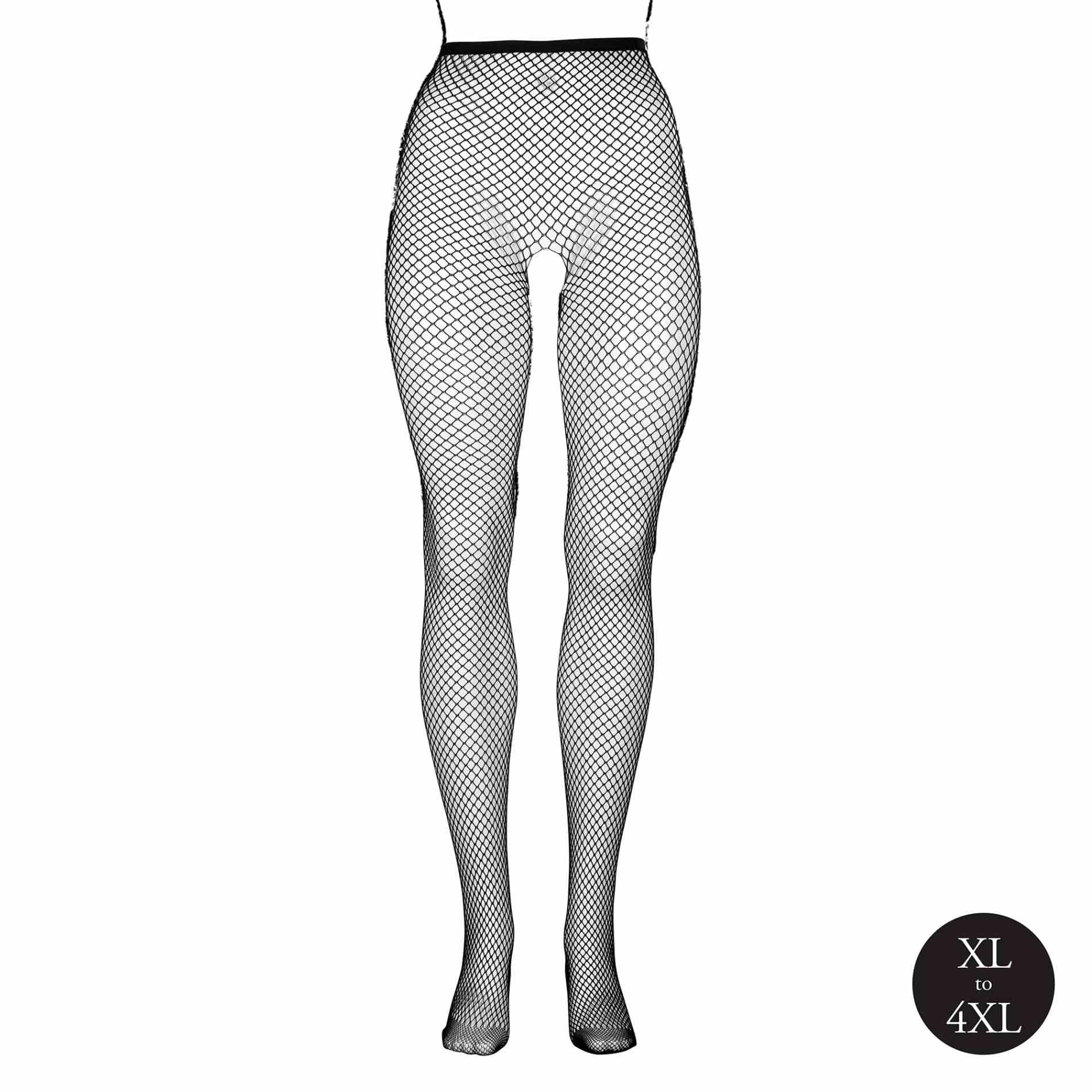 Panty with Small Fishnet Structure - Queen Size - Black