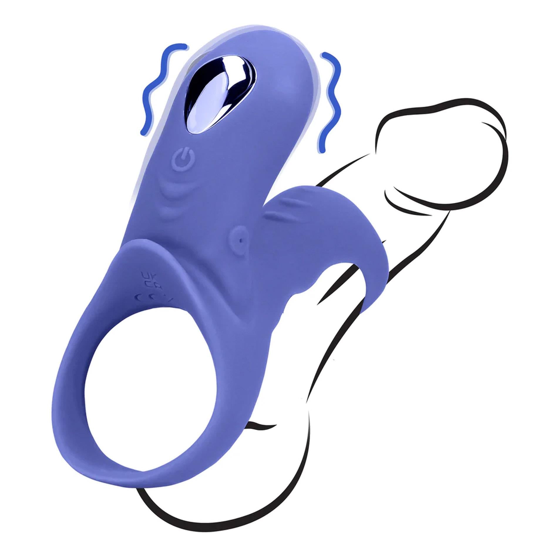 Vibrating Cockring with Clit Stimulation - Tamiya Blue