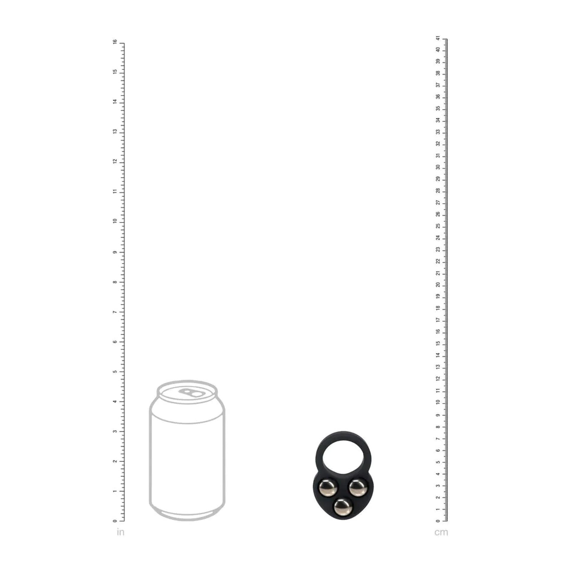 Anneau pénien à billes triple lestage en silicone liquide - Noir