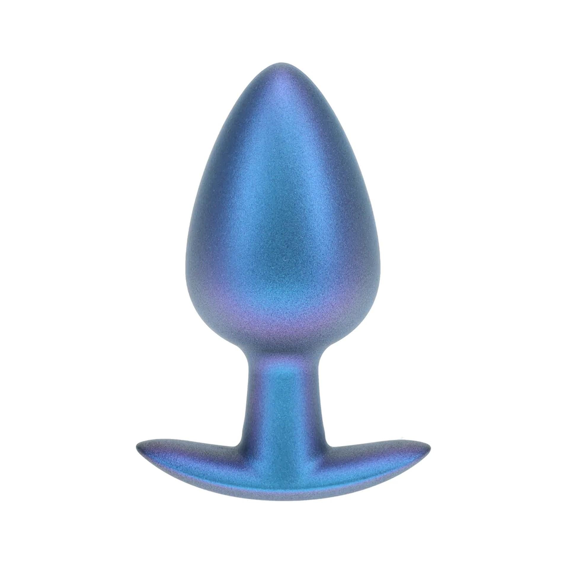Smooth Silicone Anal Plug - Large - 3.5" / 8.9 cm - Metallic Blue