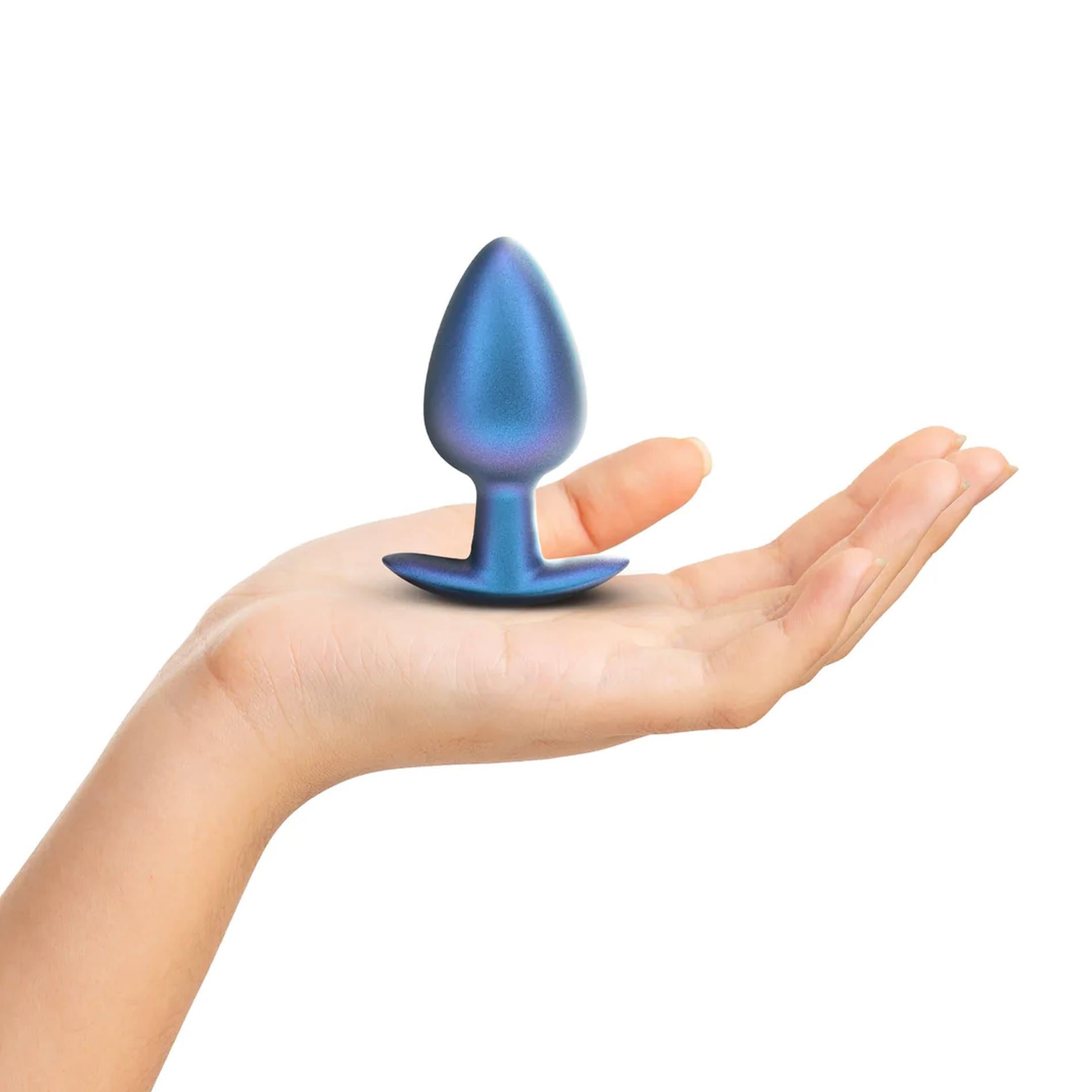 Plug anal en silicone lisse - Grand - 3.5" / 8,9 cm - Bleu Métallique