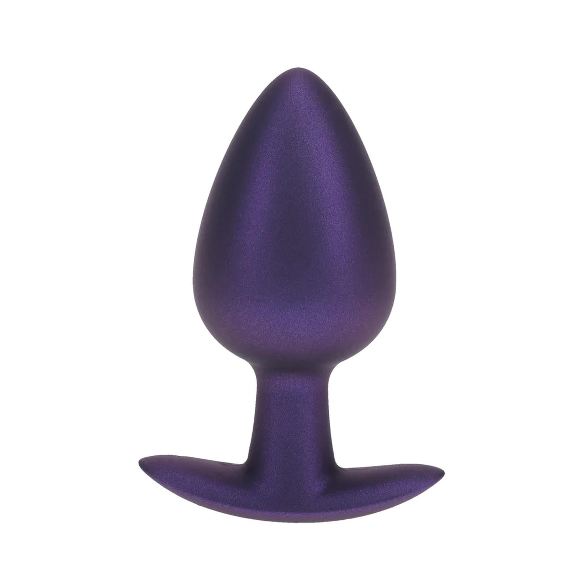 Smooth Silicone Anal Plug - Large - 3.5" / 8.9 cm - Metallic Purple