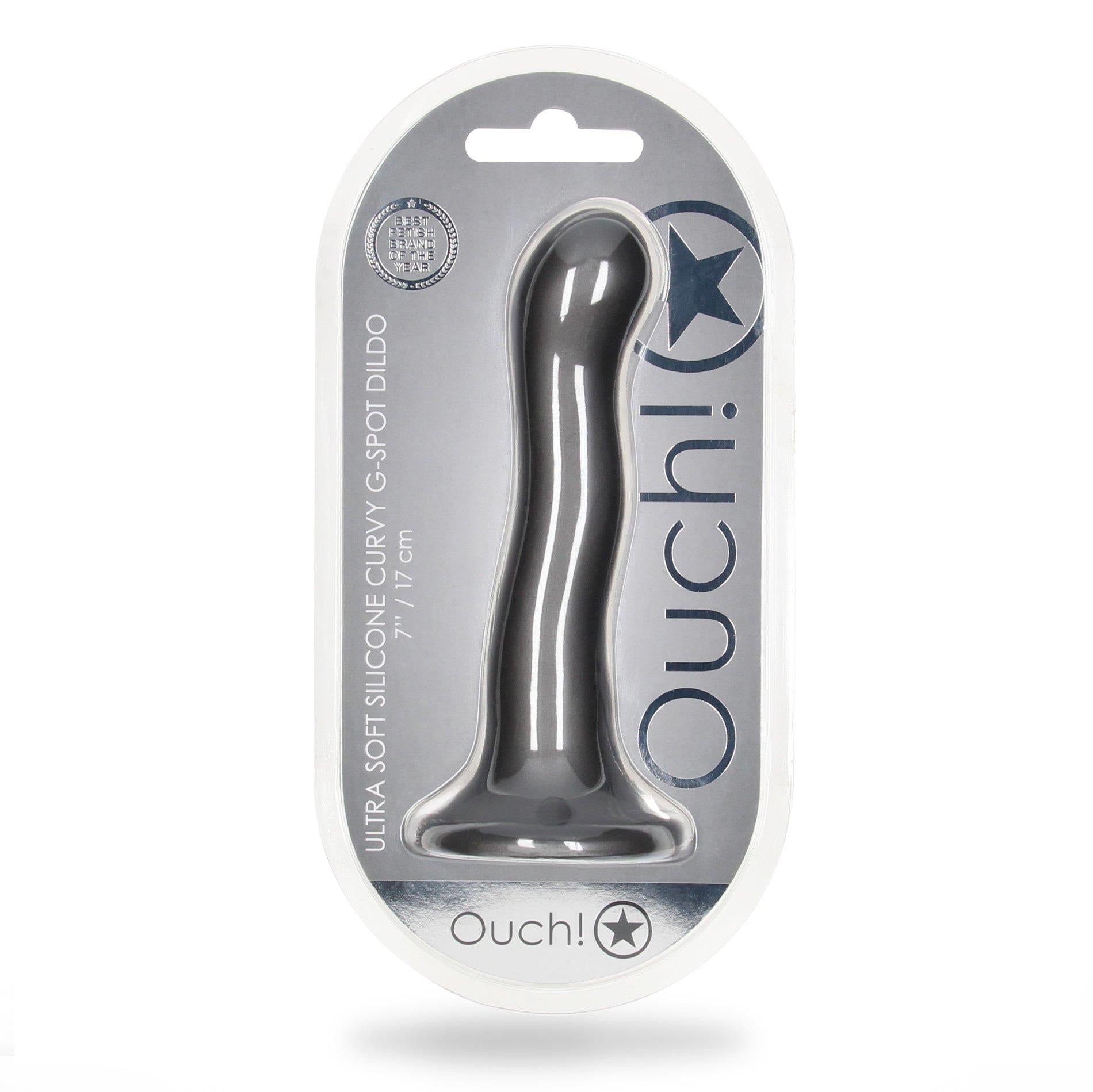 Godemichet Ultra Doux en Silicone Courbé Point G - 7'' / 17 cm - Gunmetal