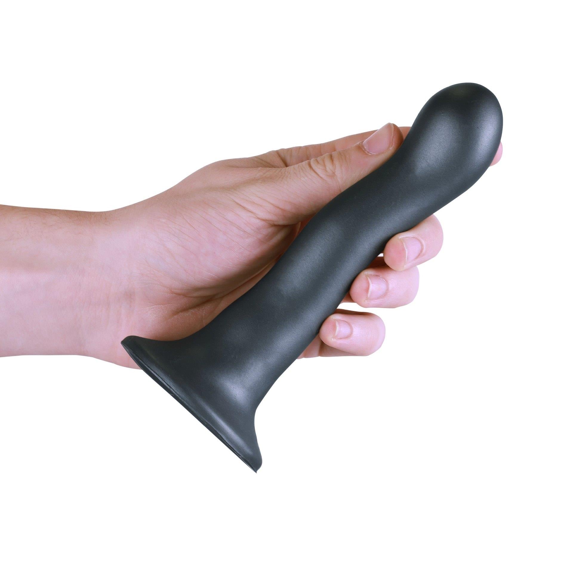 Godemichet Ultra Doux en Silicone Courbé Point G - 7'' / 17 cm - Gunmetal