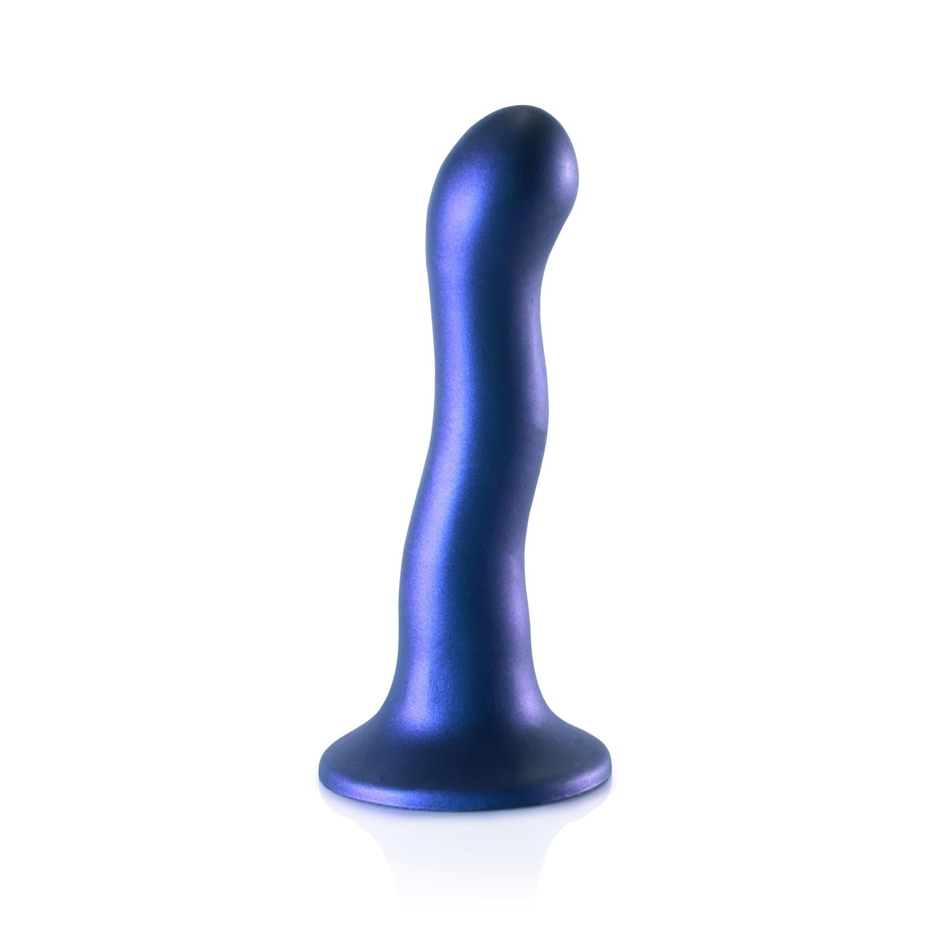 Ultra Soft Silicone Curvy G-Spot Dildo - 7'' / 17 cm - Metallic Blue