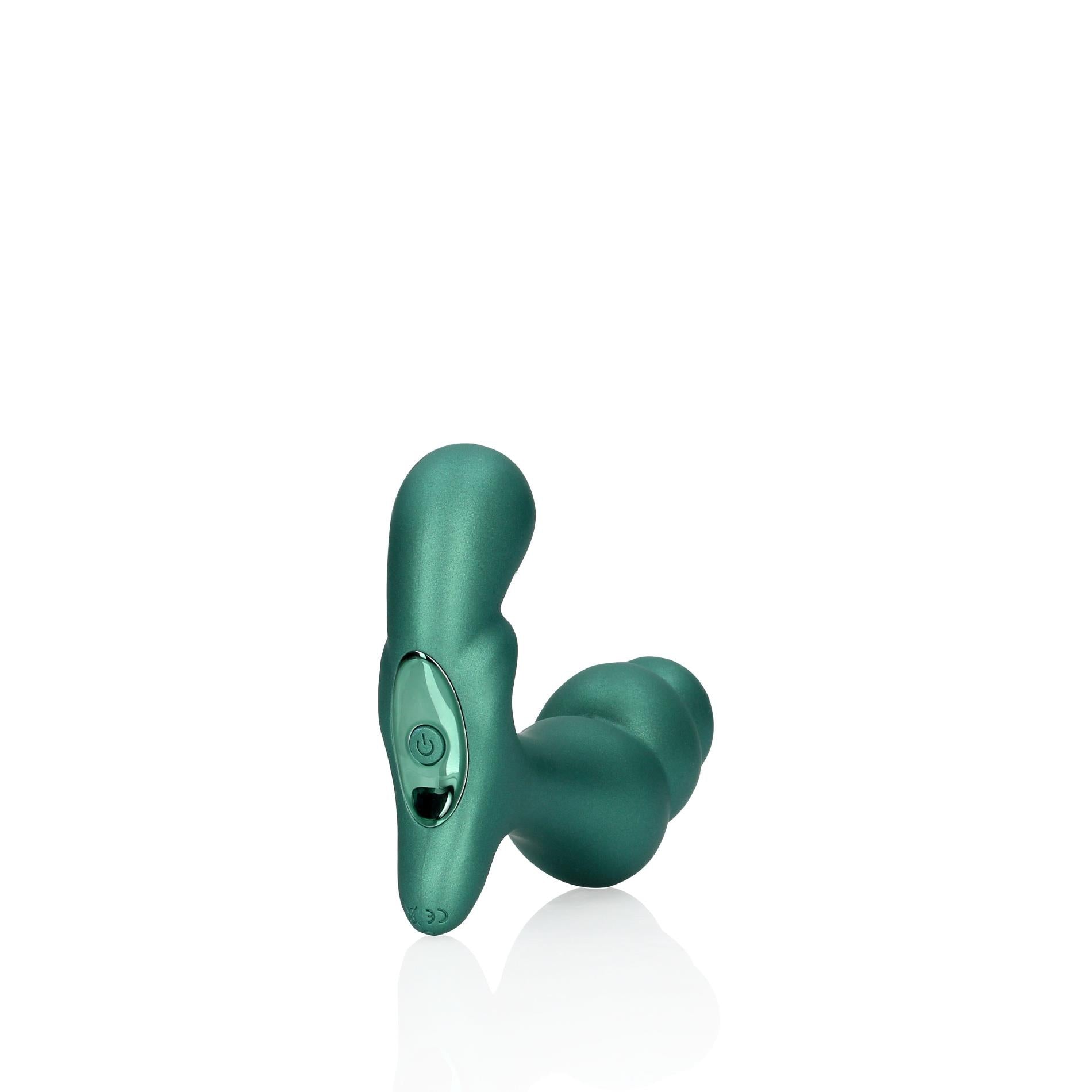 Masseur de prostate vibrant et empilable avec télécommande - Vert métallisé