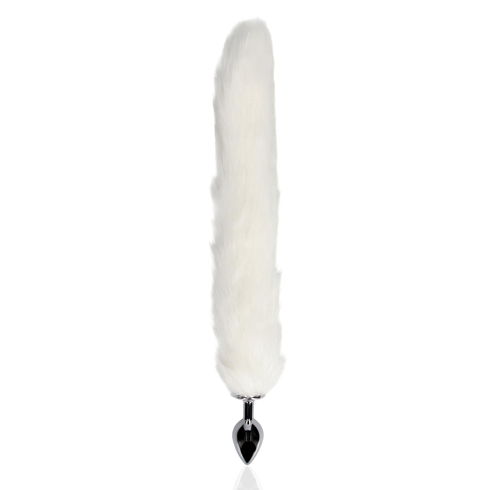 Fox Tail with Metal Butt Plug - White