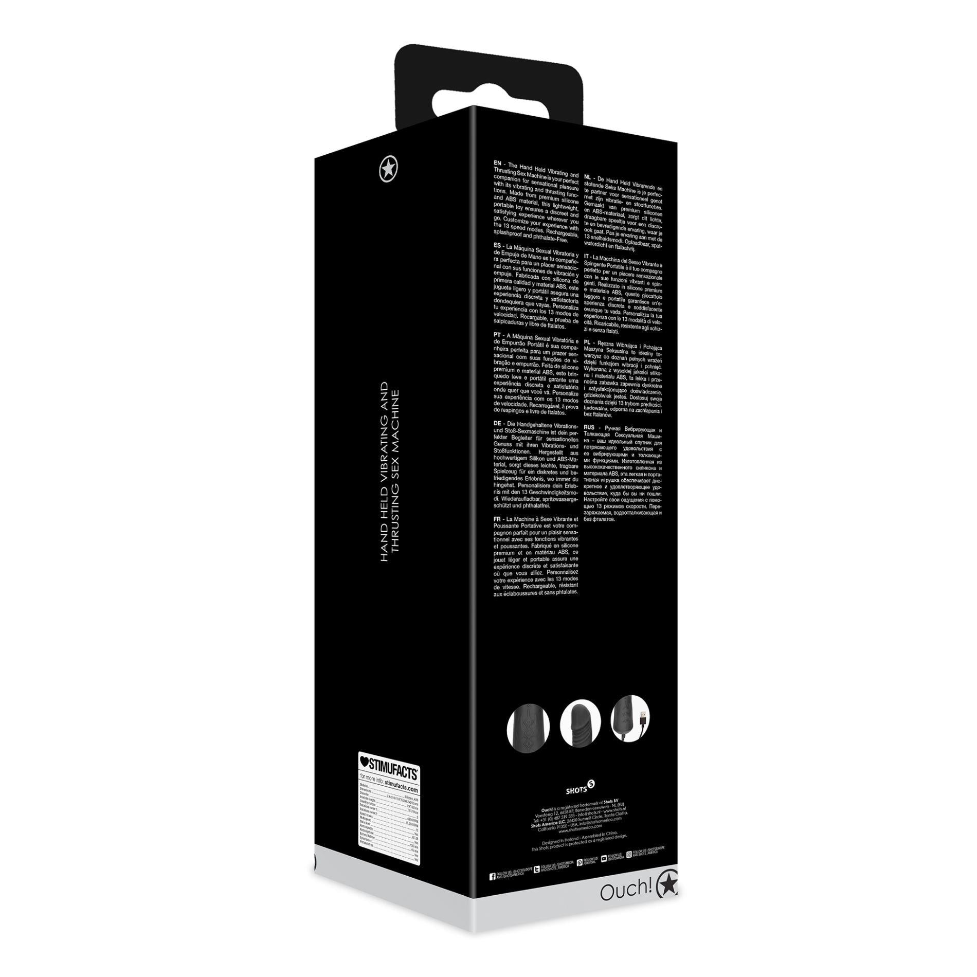 Hand Held Vibrating and Thrusting Sex Machine - Black