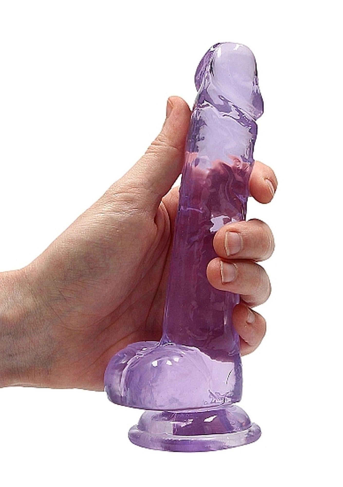 Vibrateur réaliste avec testicules 7"/18cm - Violet