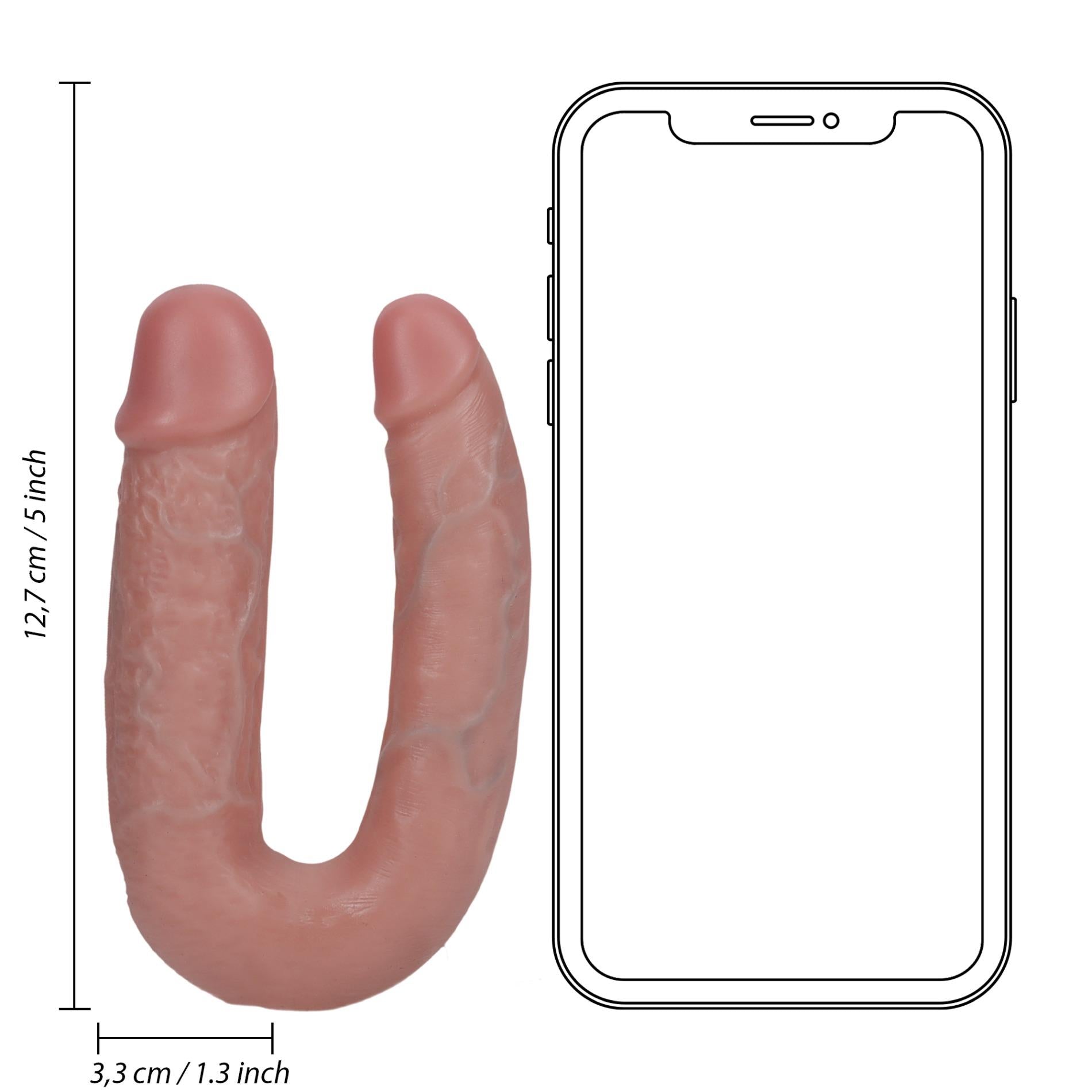 U Shaped Double Dildo 5 / 12,7 cm - Flesh