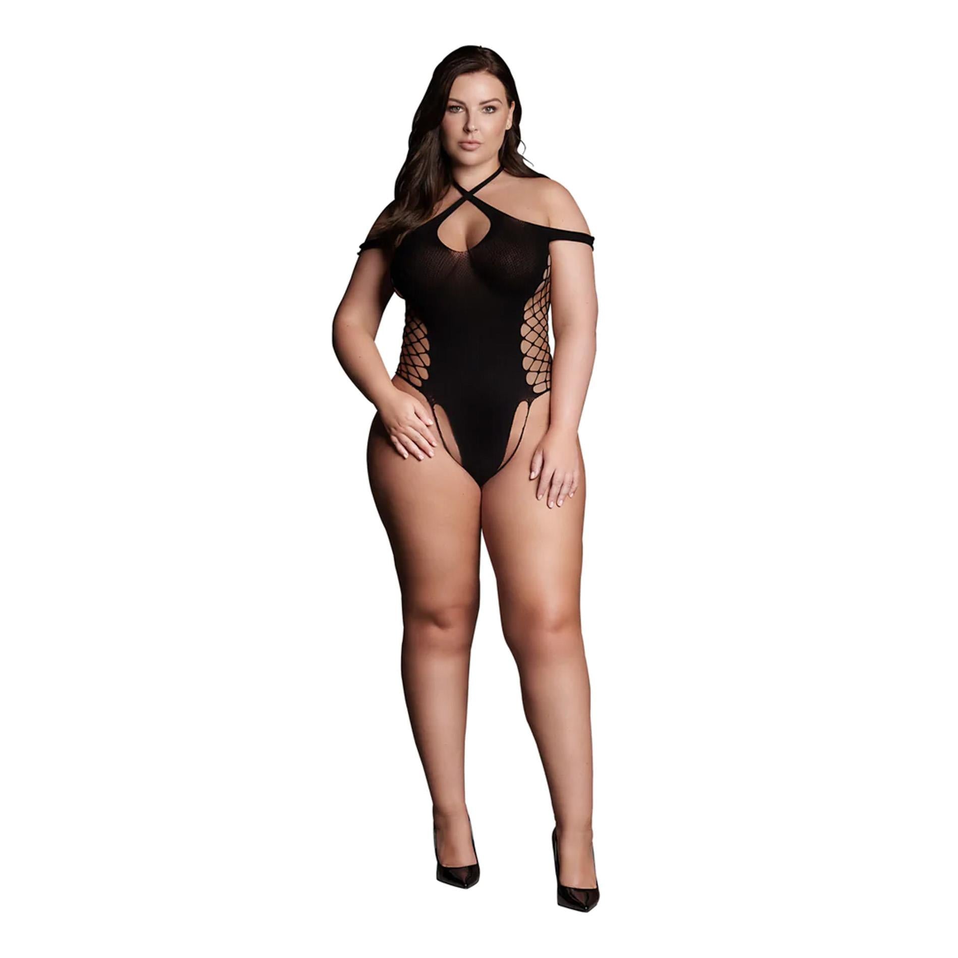 Leda XIII - Body with Crossed Neckline and Off-Shoulder Straps - Plus Size