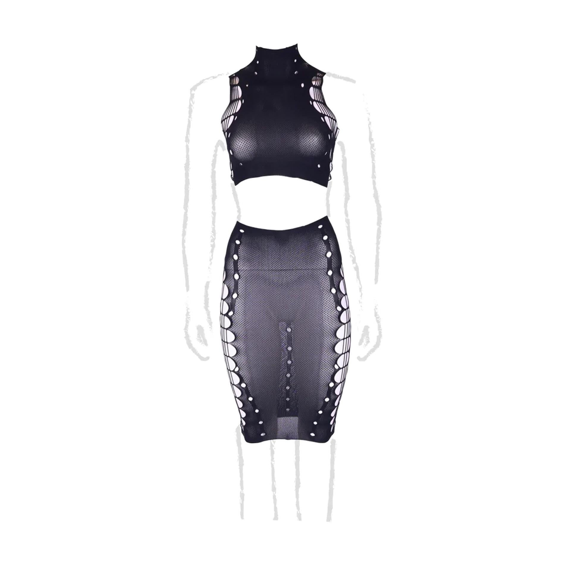 Kala XXXVII - Deux pièces avec col roulé, crop top et jupe - Grandes tailles