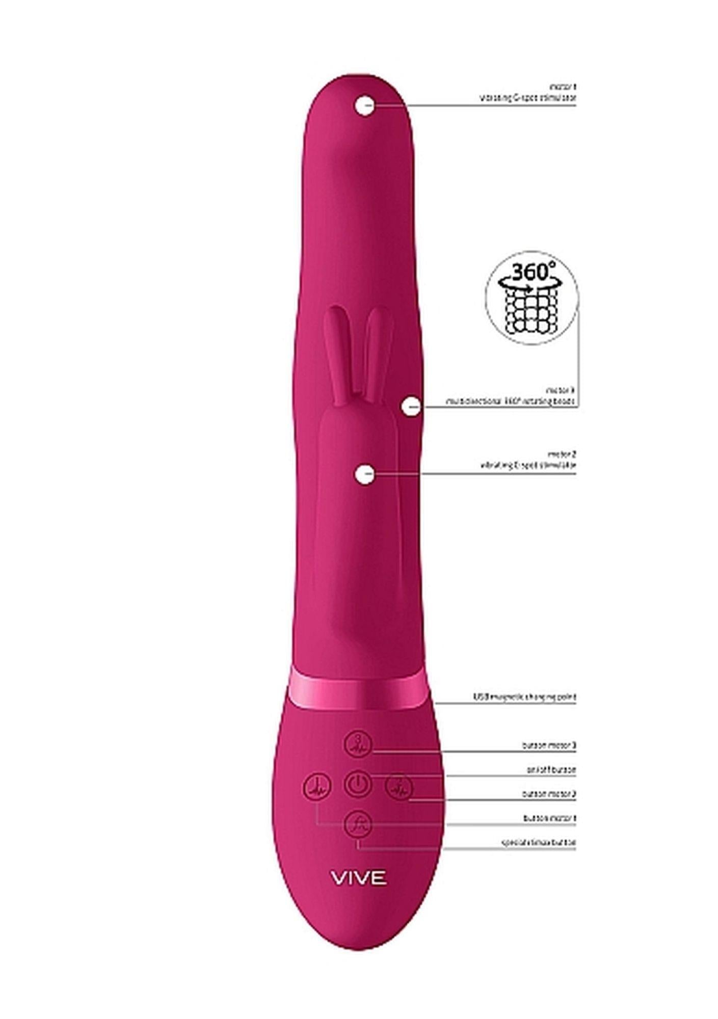 Izara - Rotating Beads Rabbit Vibrator - Pink