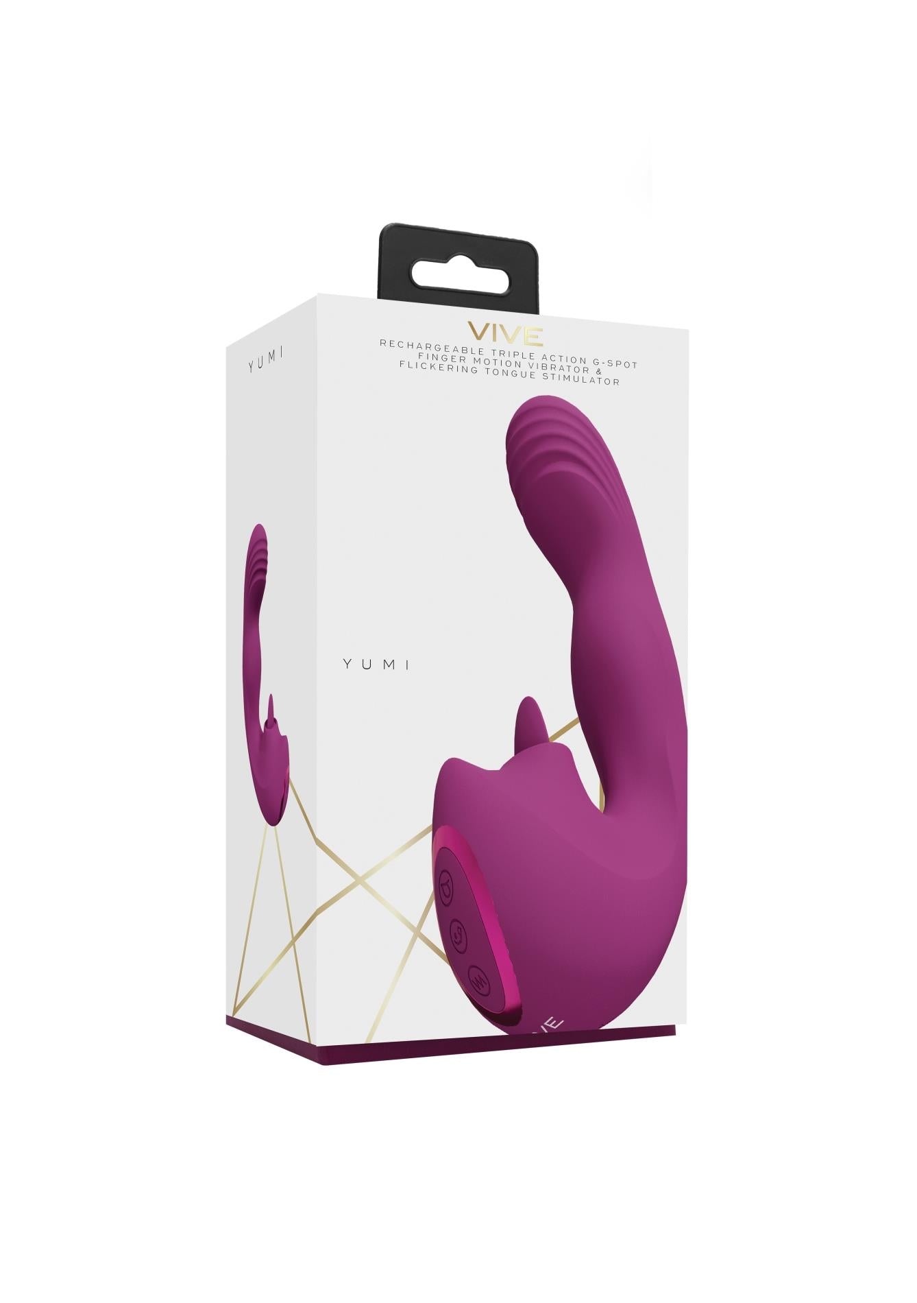 Yumi - Triple Motor G-Spot Finger Motion Vibrator and Flickering Tongue Stimulator - Pink