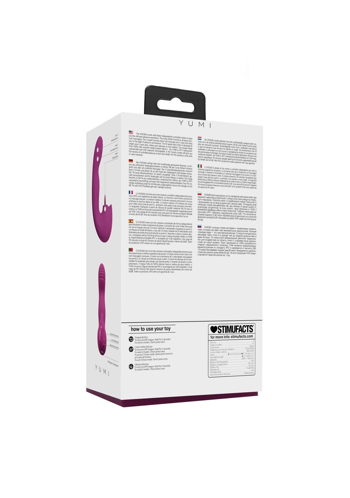 Yumi - Triple Motor G-Spot Finger Motion Vibrator and Flickering Tongue Stimulator - Pink