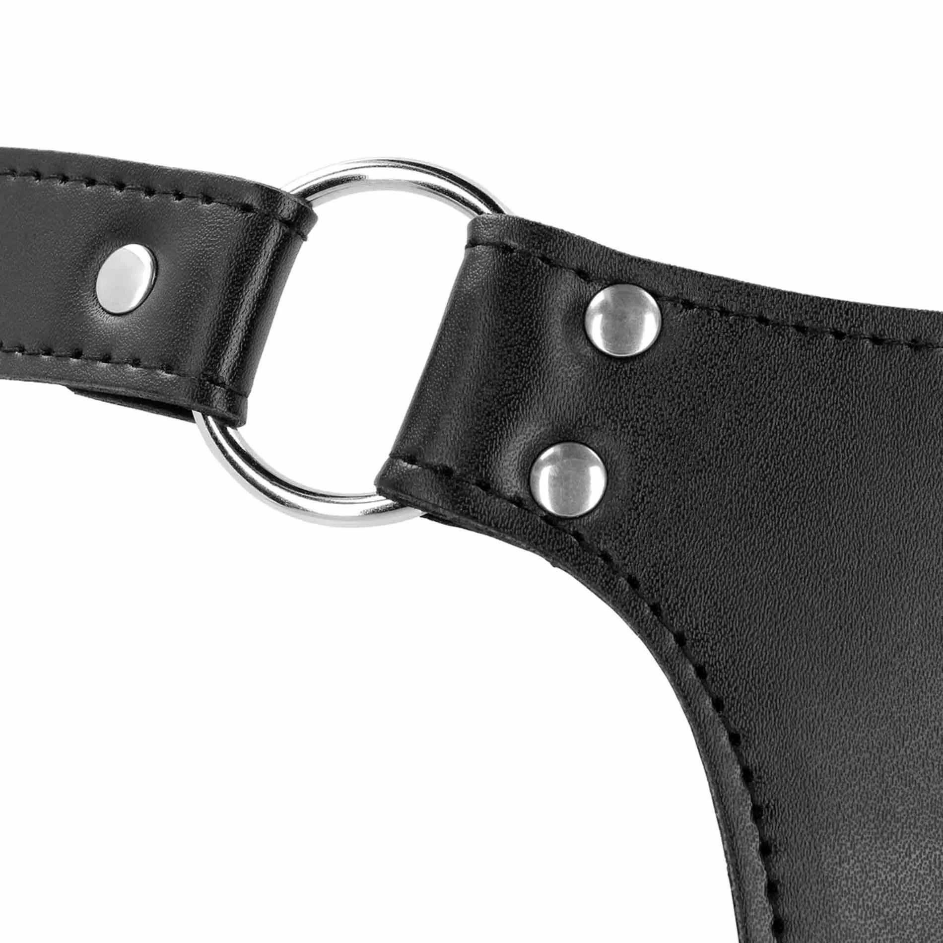 Ceinture de chasteté en cuir synthétique avec sangles - Noir