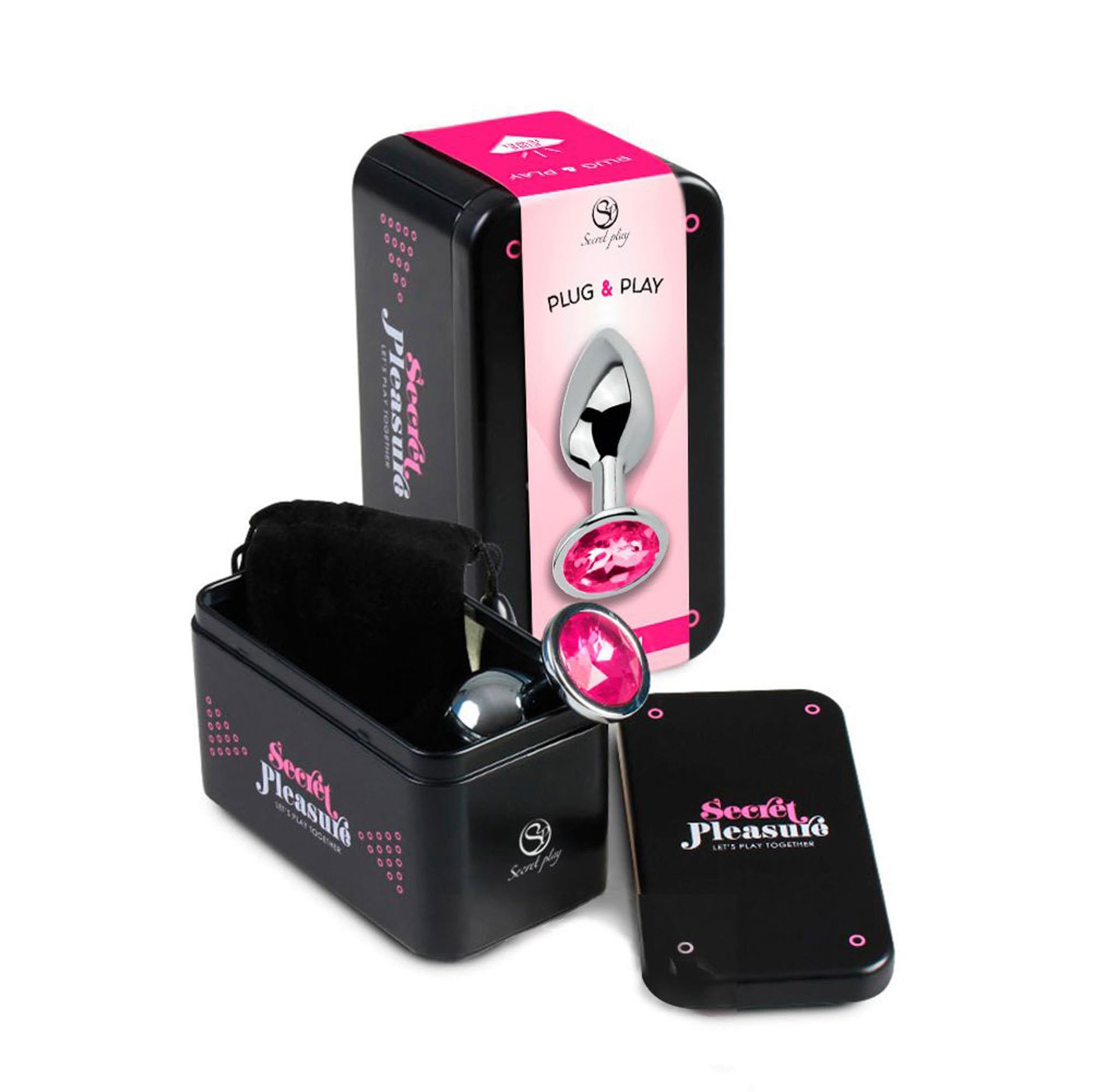 BUTT PLUG EN MÉTAL ORNÉ DE STRASS FUCHSIA S