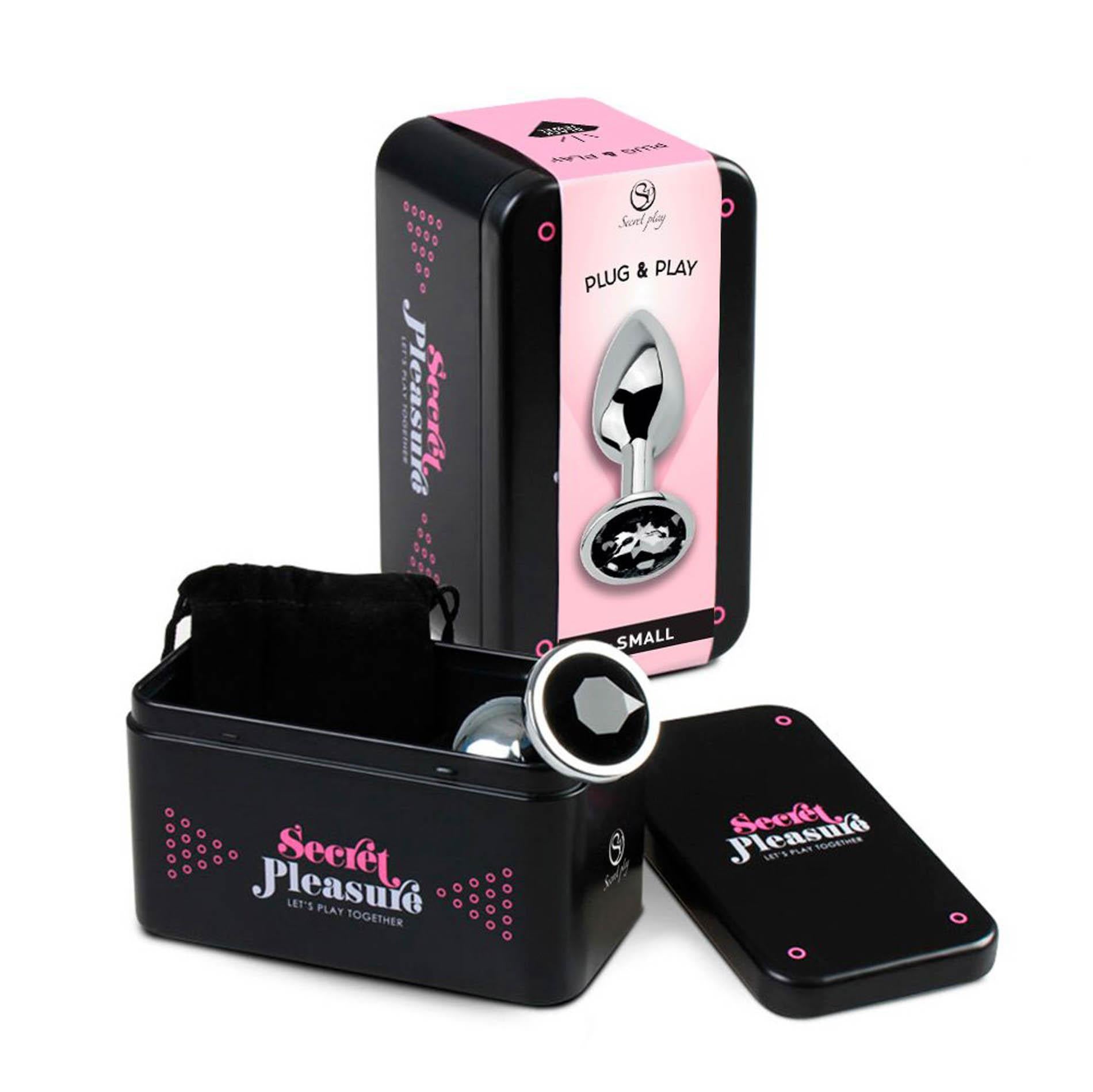 BUTT PLUG MÉTAL NOIR AVEC BIJOU S