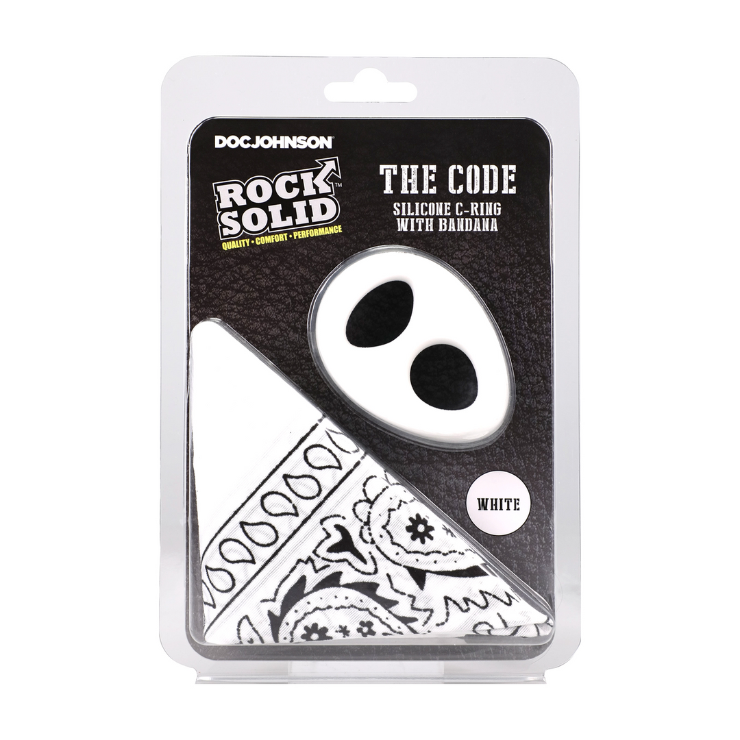 The Code - Silicone Cockring with Bandana - White
