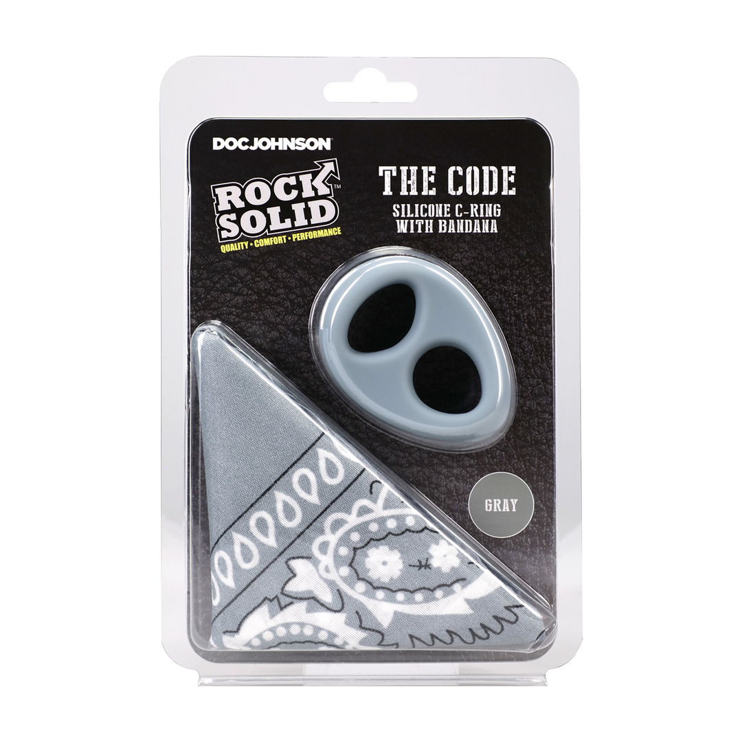 The Code - Silicone Cockring with Bandana - Gray