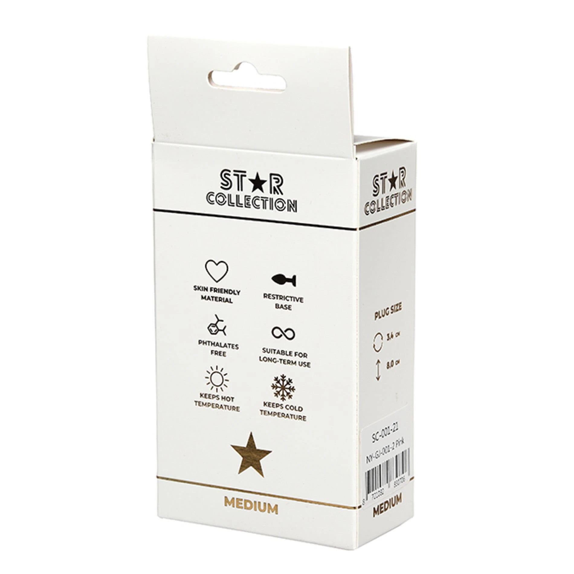 Star Collection - Pink Silicone Anal Plug M - Clear Stone