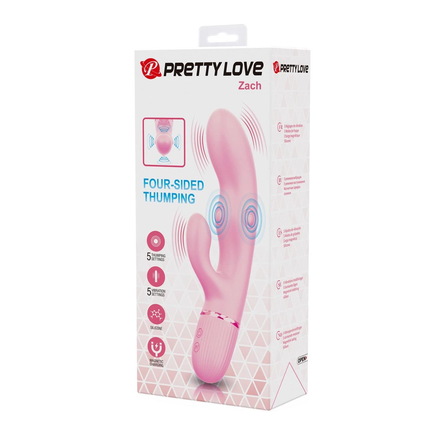 Pretty Love Zach Four-Sided Thumping Rabbit Vibrator – Pink