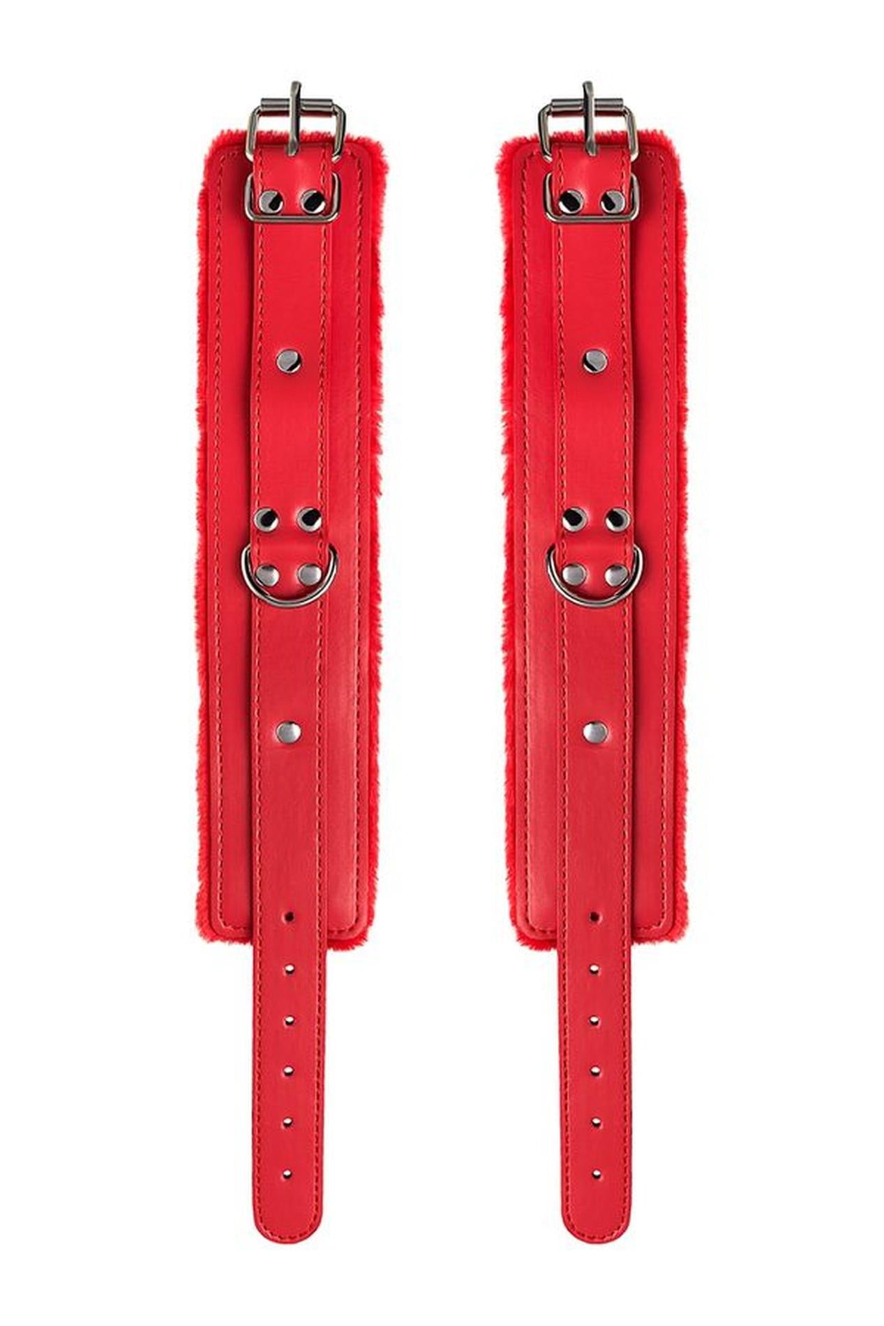 Anonymo handcuffs, PU leather, red, 27 cm