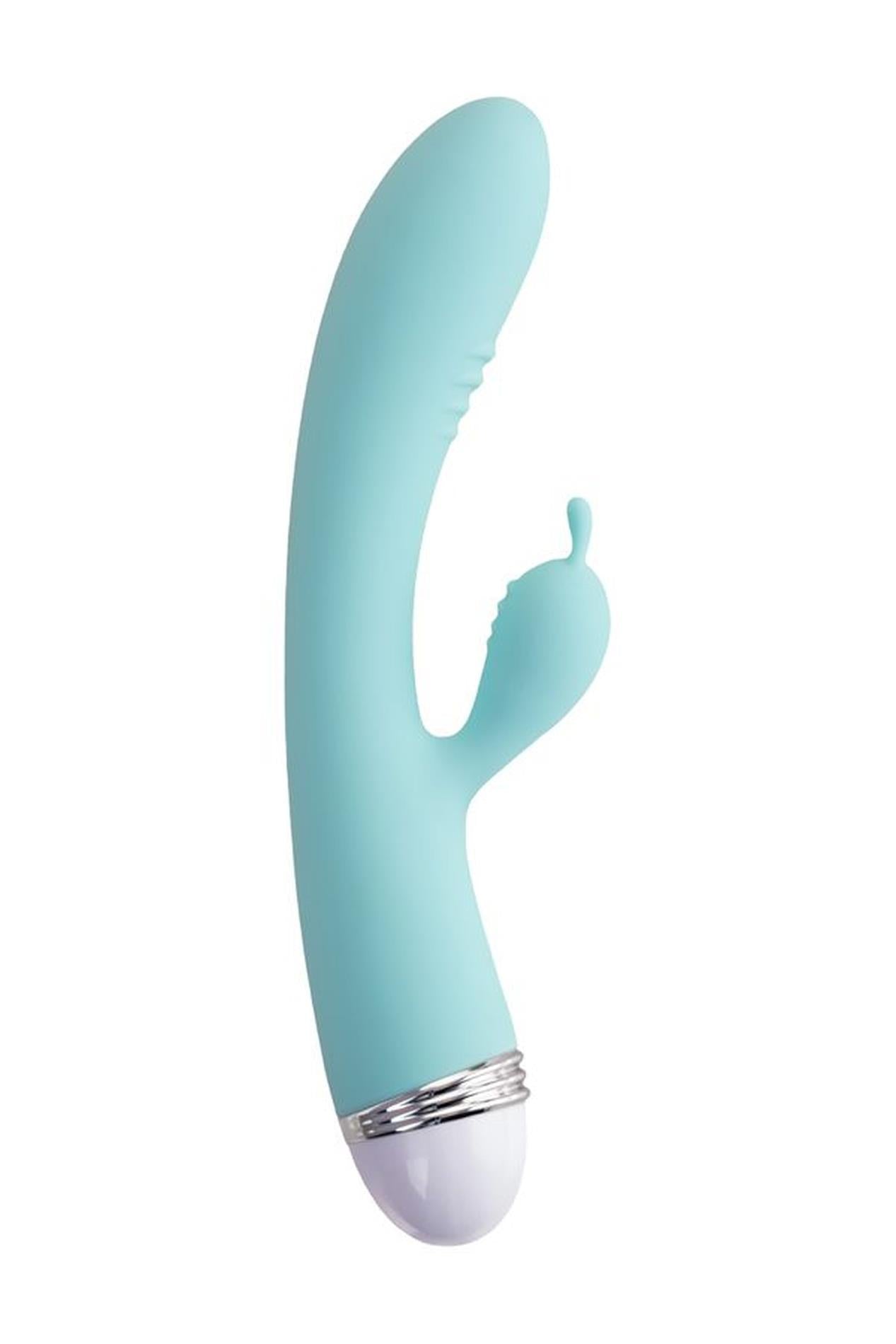 Vibromasseur avec stimulateur clitoridien Flovetta par Toyfa Iris, silicone, menthe, 22 cm