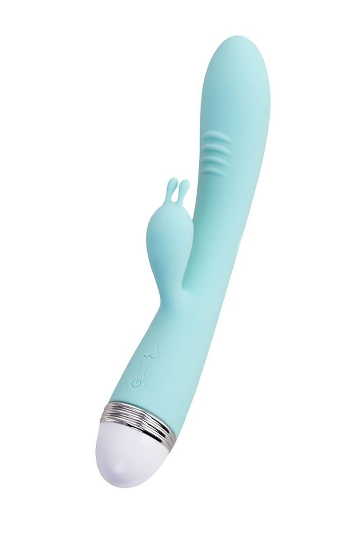 Vibromasseur avec stimulateur clitoridien Flovetta par Toyfa Iris, silicone, menthe, 22 cm