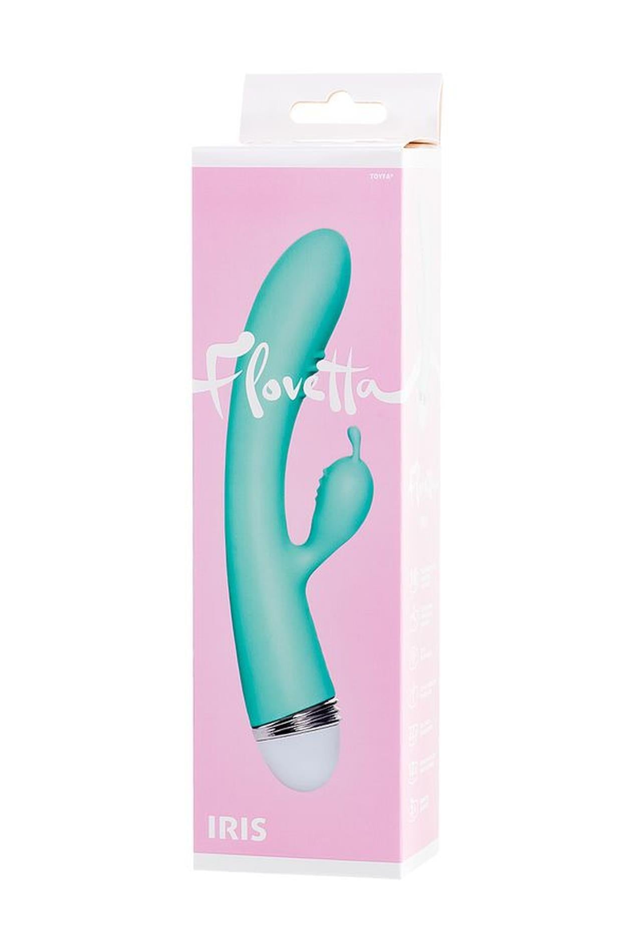 Vibromasseur avec stimulateur clitoridien Flovetta par Toyfa Iris, silicone, menthe, 22 cm