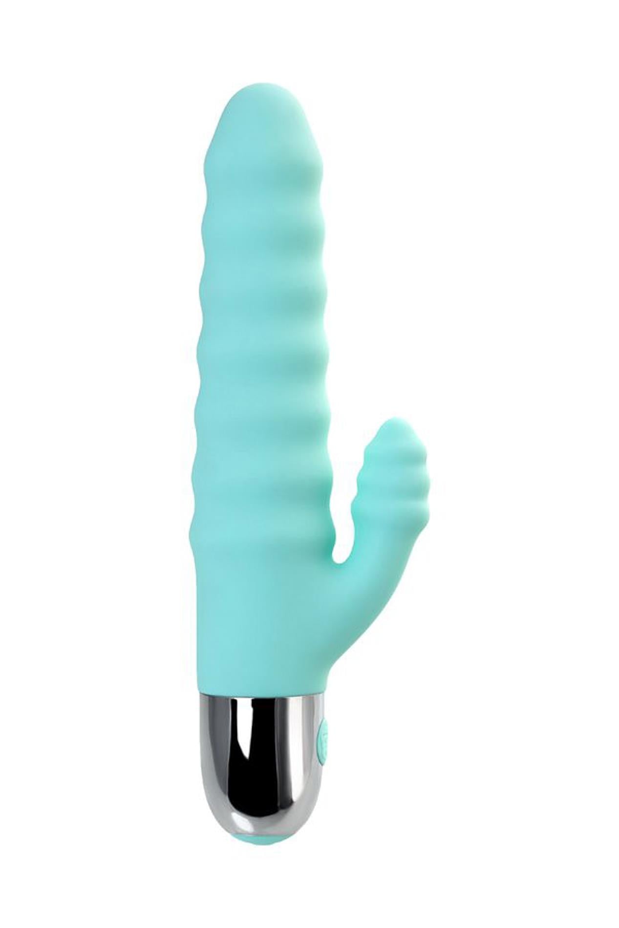 Vibromasseur de soulagement avec stimulation clitoridienne Flovetta Flax, silicone, menthe, 17,5 cm