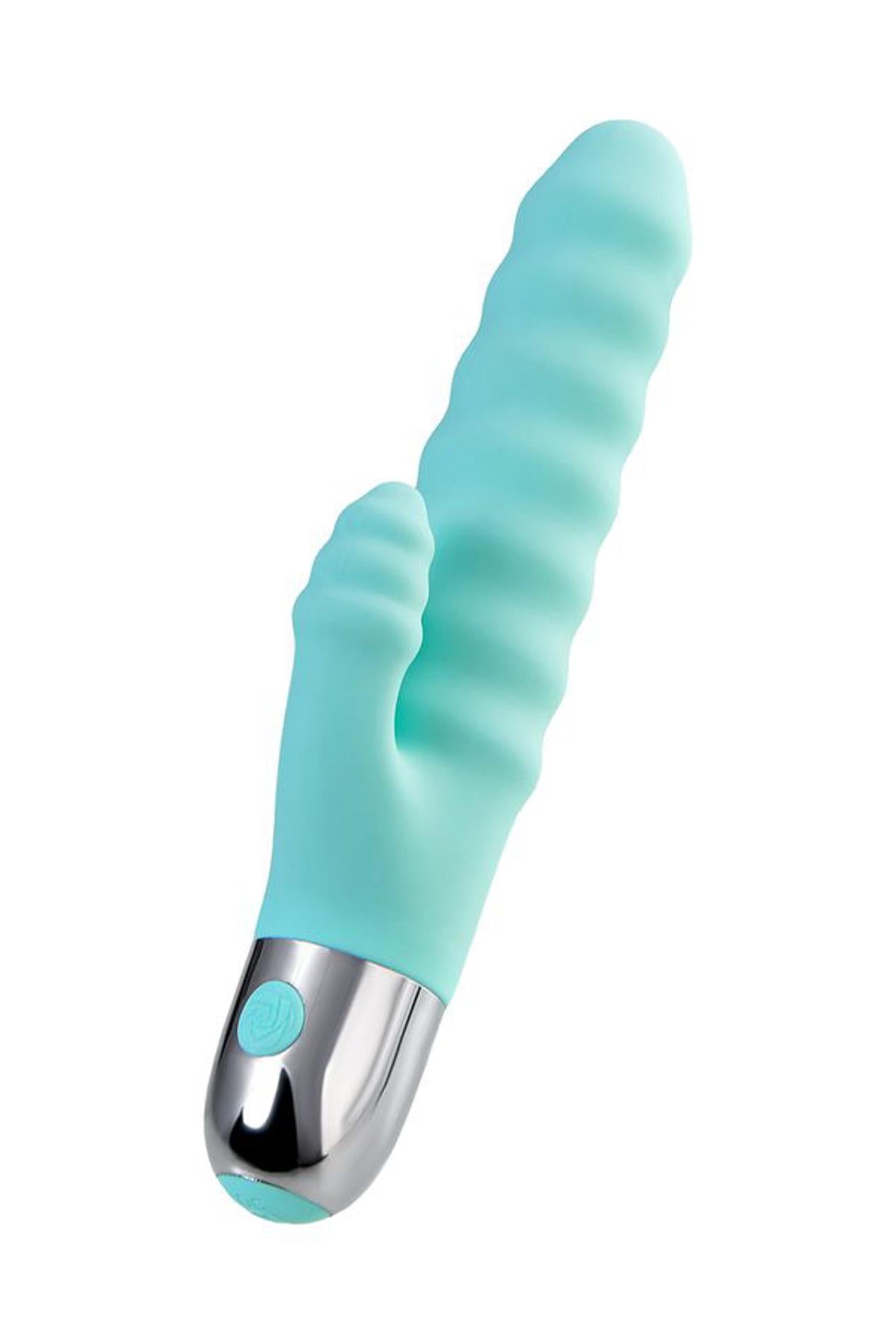 Vibromasseur de soulagement avec stimulation clitoridienne Flovetta Flax, silicone, menthe, 17,5 cm