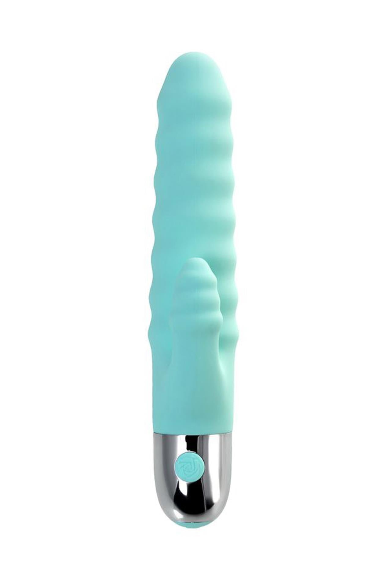 Vibromasseur de soulagement avec stimulation clitoridienne Flovetta Flax, silicone, menthe, 17,5 cm