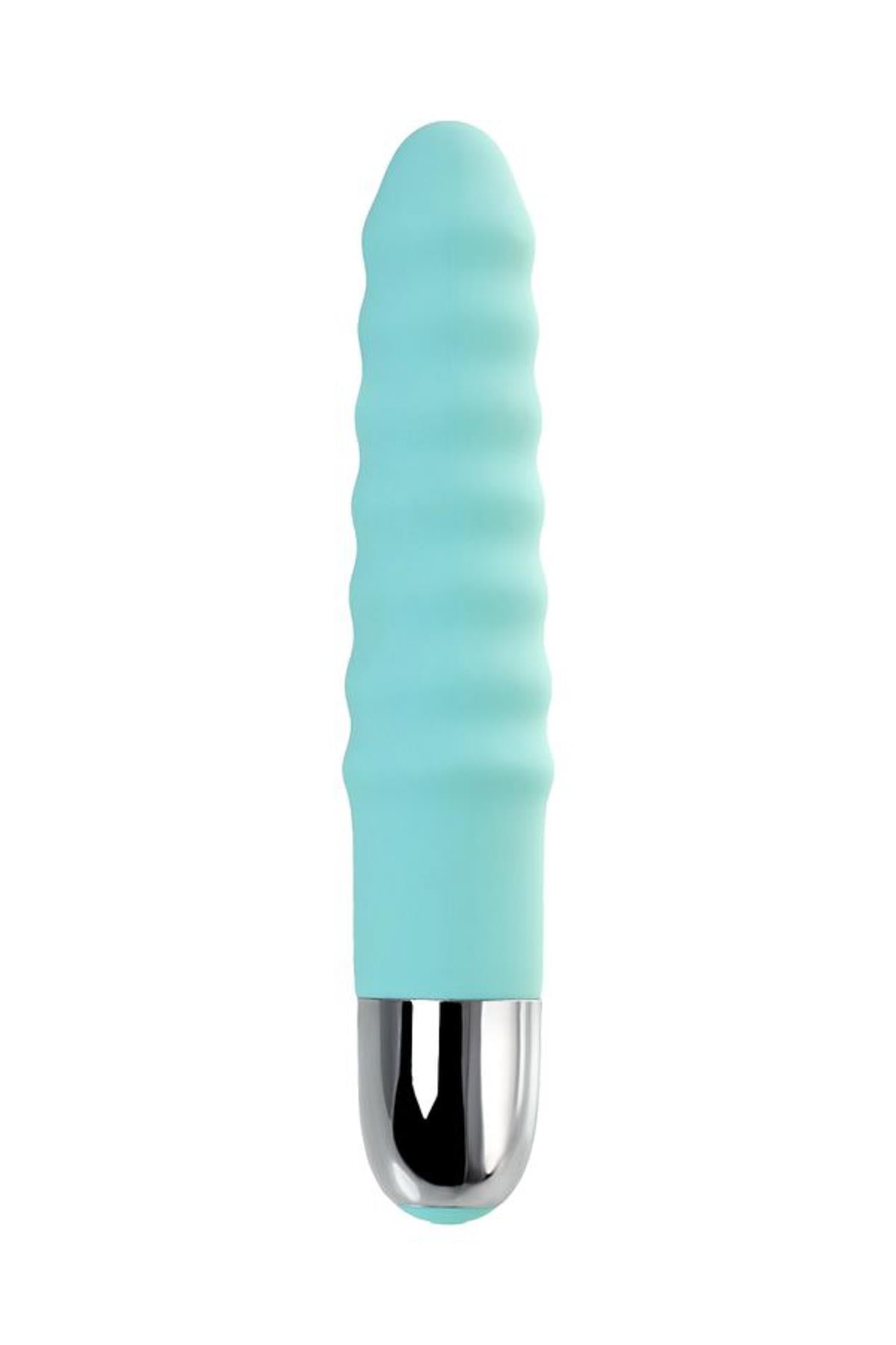 Vibromasseur de soulagement avec stimulation clitoridienne Flovetta Flax, silicone, menthe, 17,5 cm