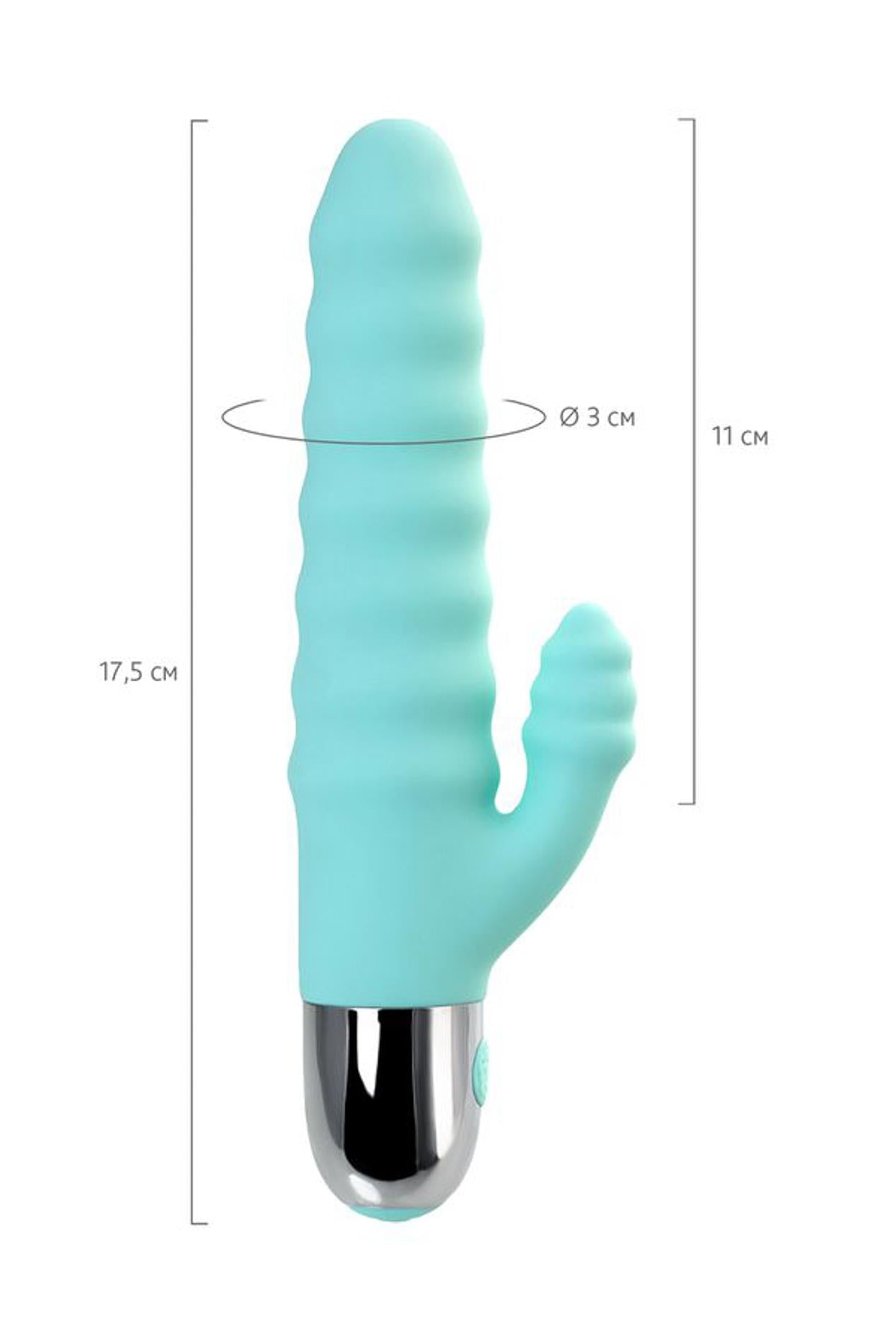 Vibromasseur de soulagement avec stimulation clitoridienne Flovetta Flax, silicone, menthe, 17,5 cm