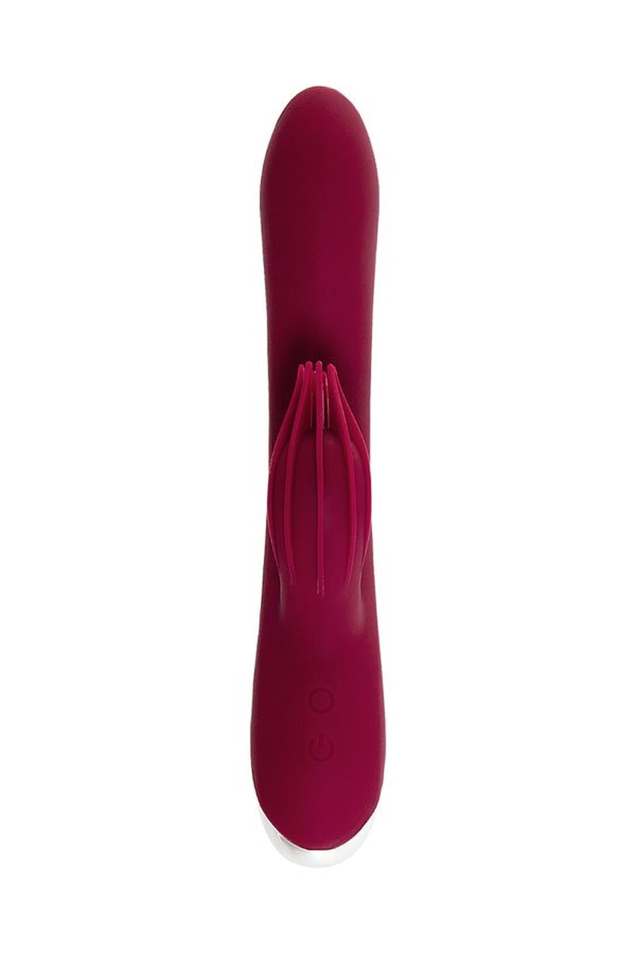 Vibrator with clitoral stimulator L'EROINA by TOYFA Sangra, silicone, burgundy, 20.5 cm