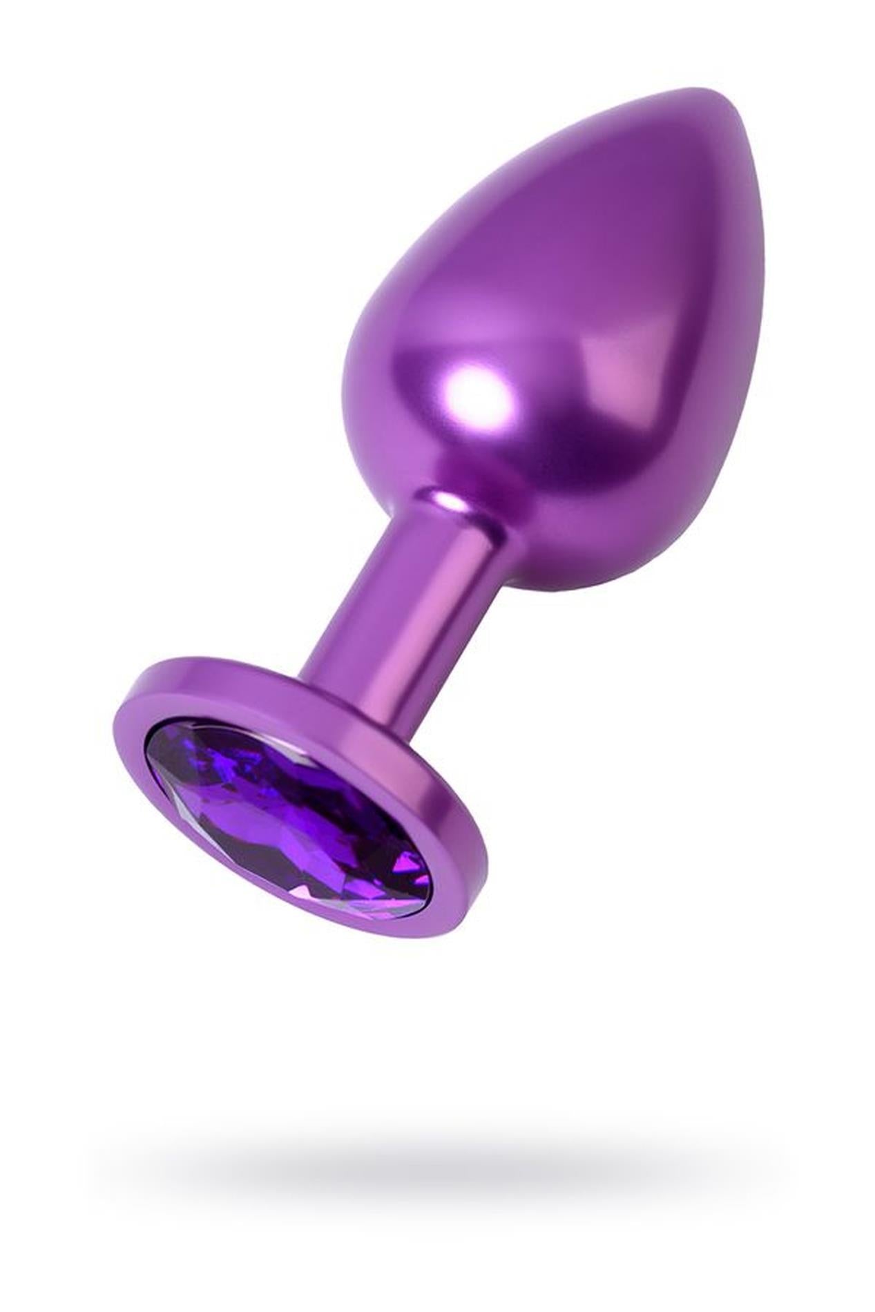 Purple anal plug TOYFA Metal, with an amethyst-colored gem