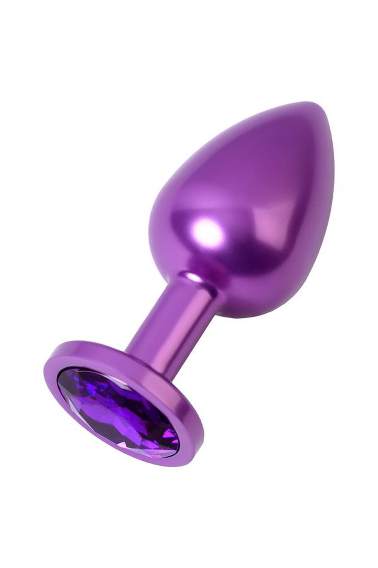 Purple anal plug TOYFA Metal, with an amethyst-colored gem