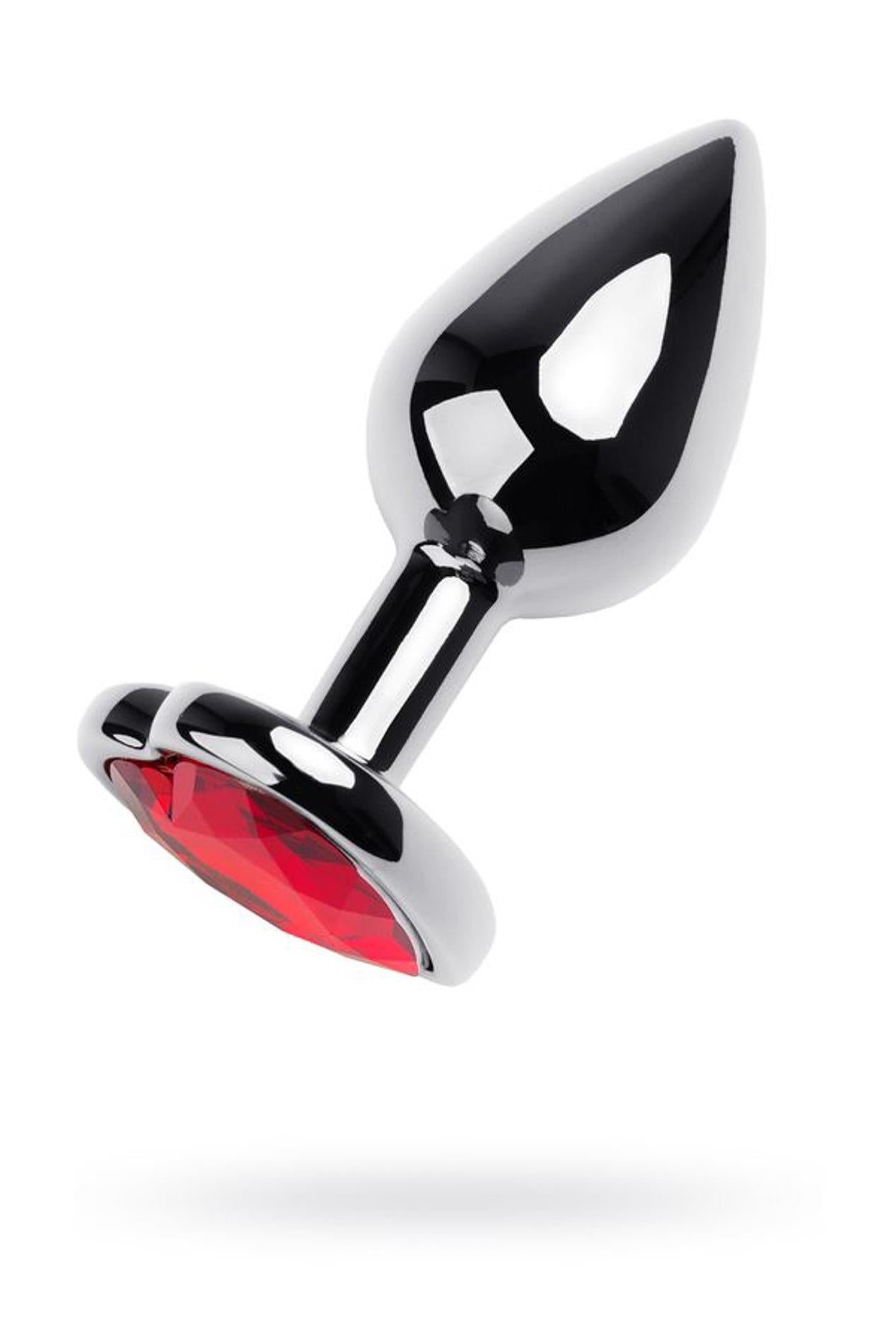 Plug anal en argent avec cœur rose en forme de gemme