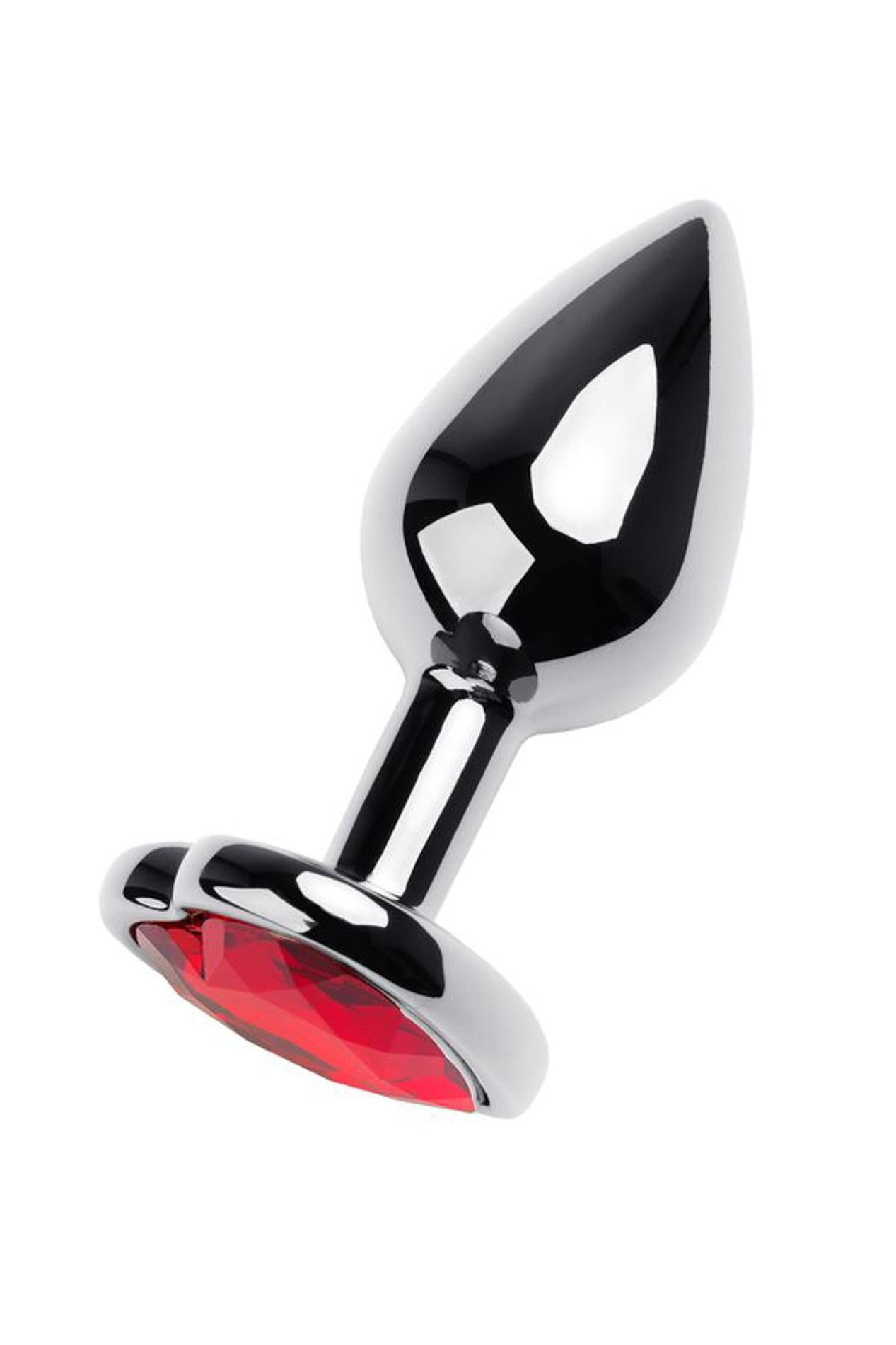 Plug anal en argent avec cœur rose en forme de gemme
